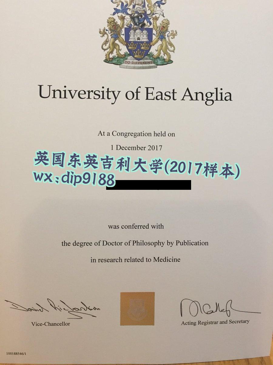 英国东英吉利大学学历2017毕业证样本图