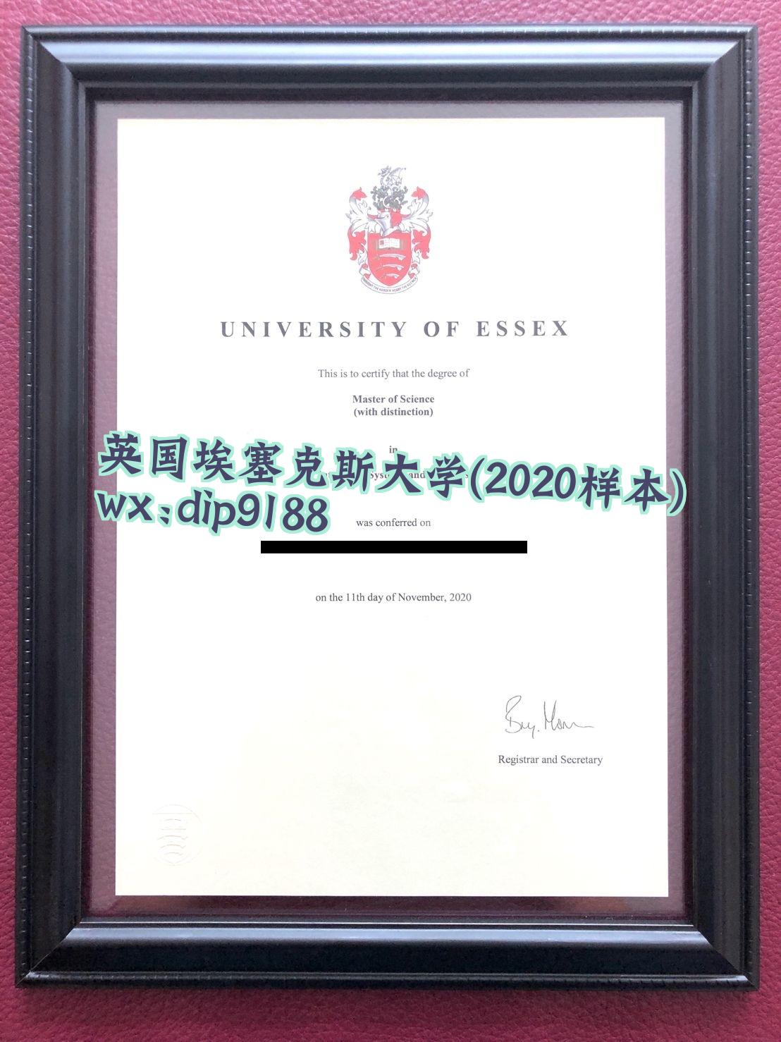 英国埃塞克斯大学学历2020毕业证样本图