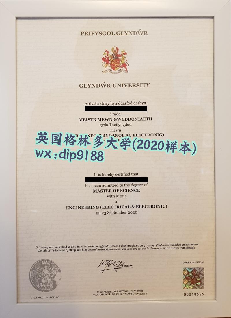 英国格林多大学学历2020毕业证样本图
