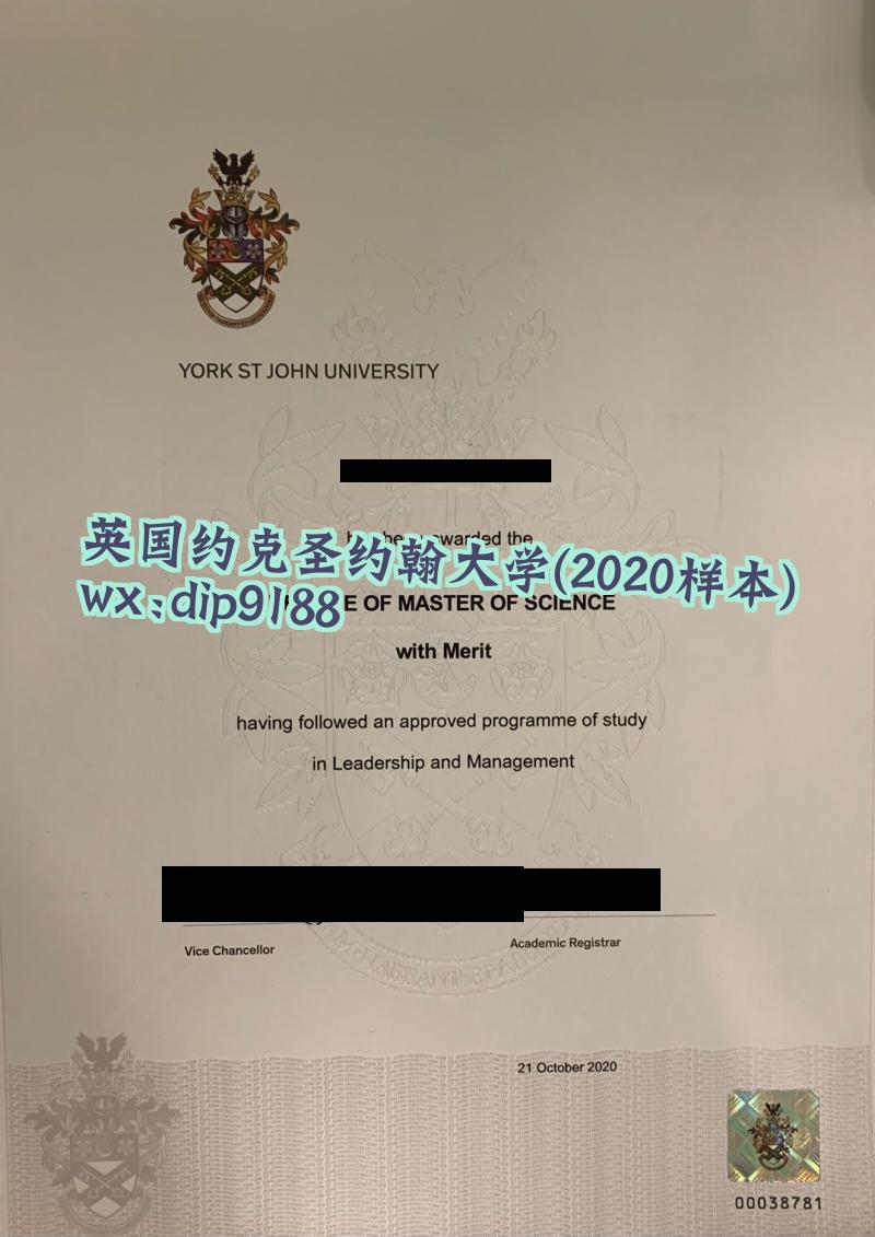 英国约克圣约翰大学学历2020毕业证样本图