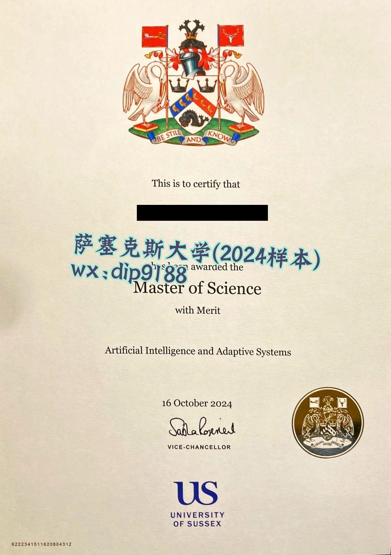 萨塞克斯大学学历2024毕业证样本图