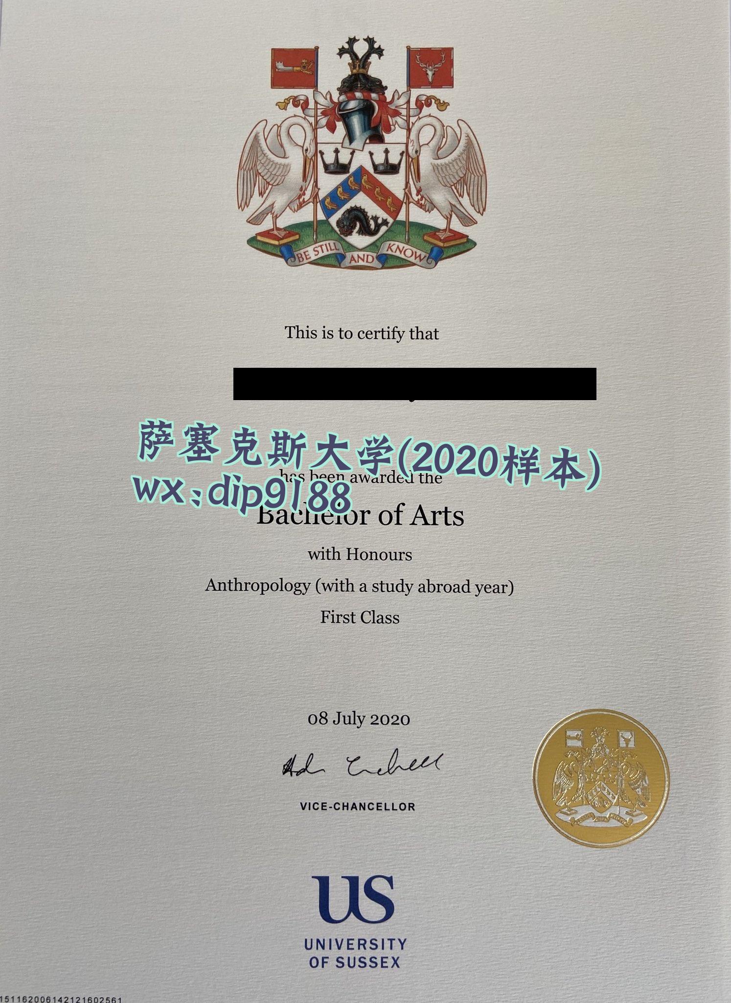 萨塞克斯大学学历2020毕业证样本图