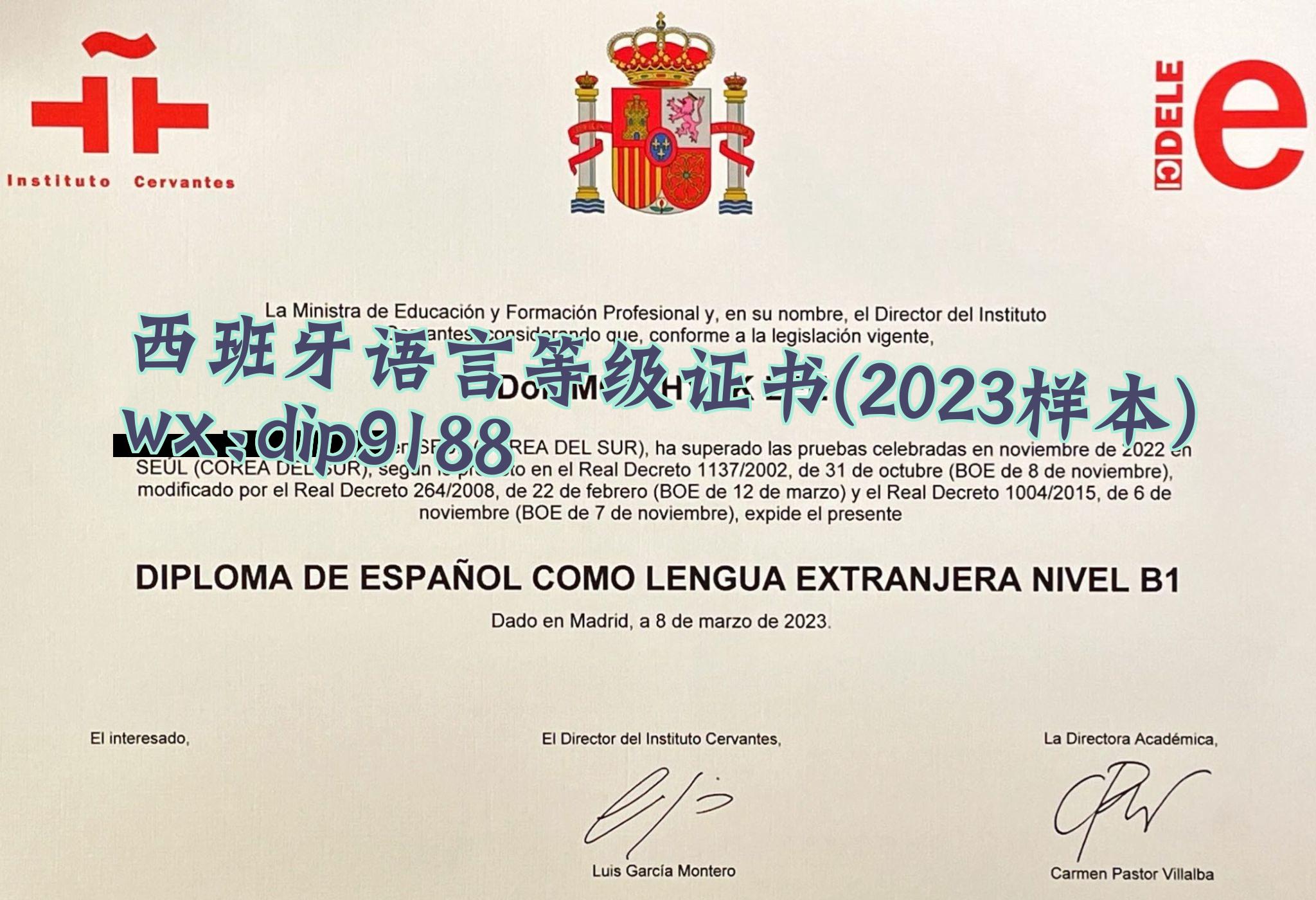 西班牙语言等级证书学历2023毕业证样本图