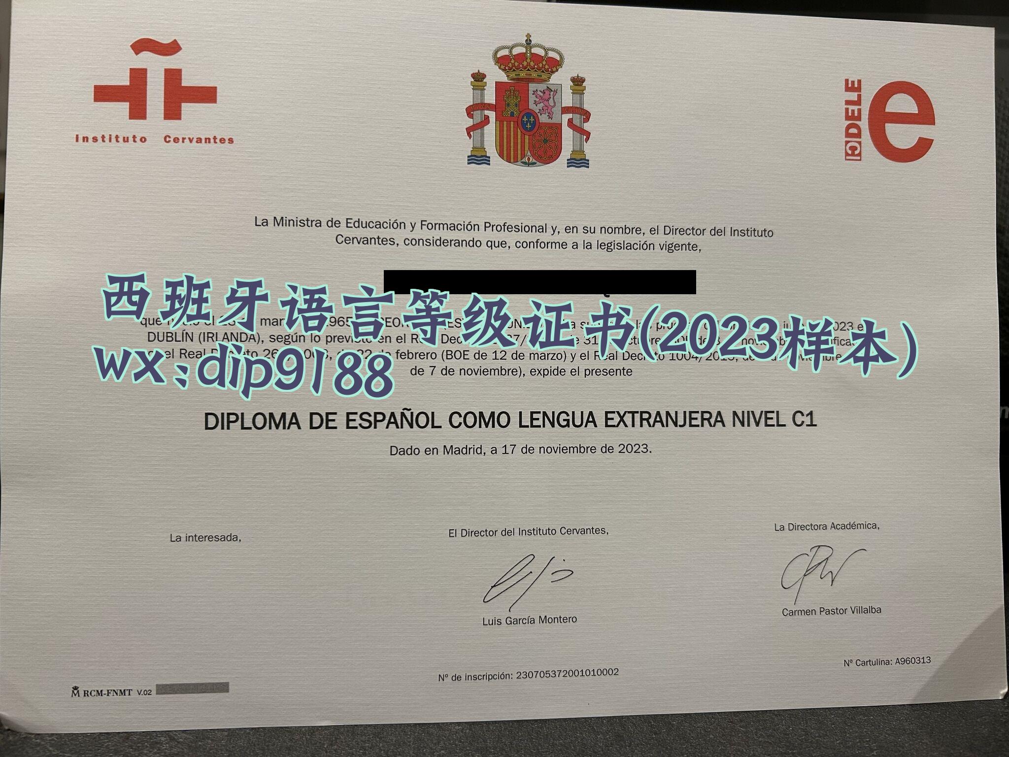 西班牙语言等级证书学历2023毕业证样本图