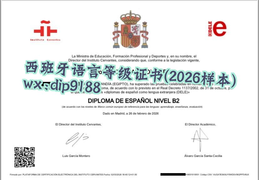 西班牙语言等级证书学历2026毕业证样本图
