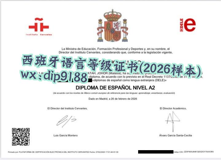 西班牙语言等级证书学历2026毕业证样本图