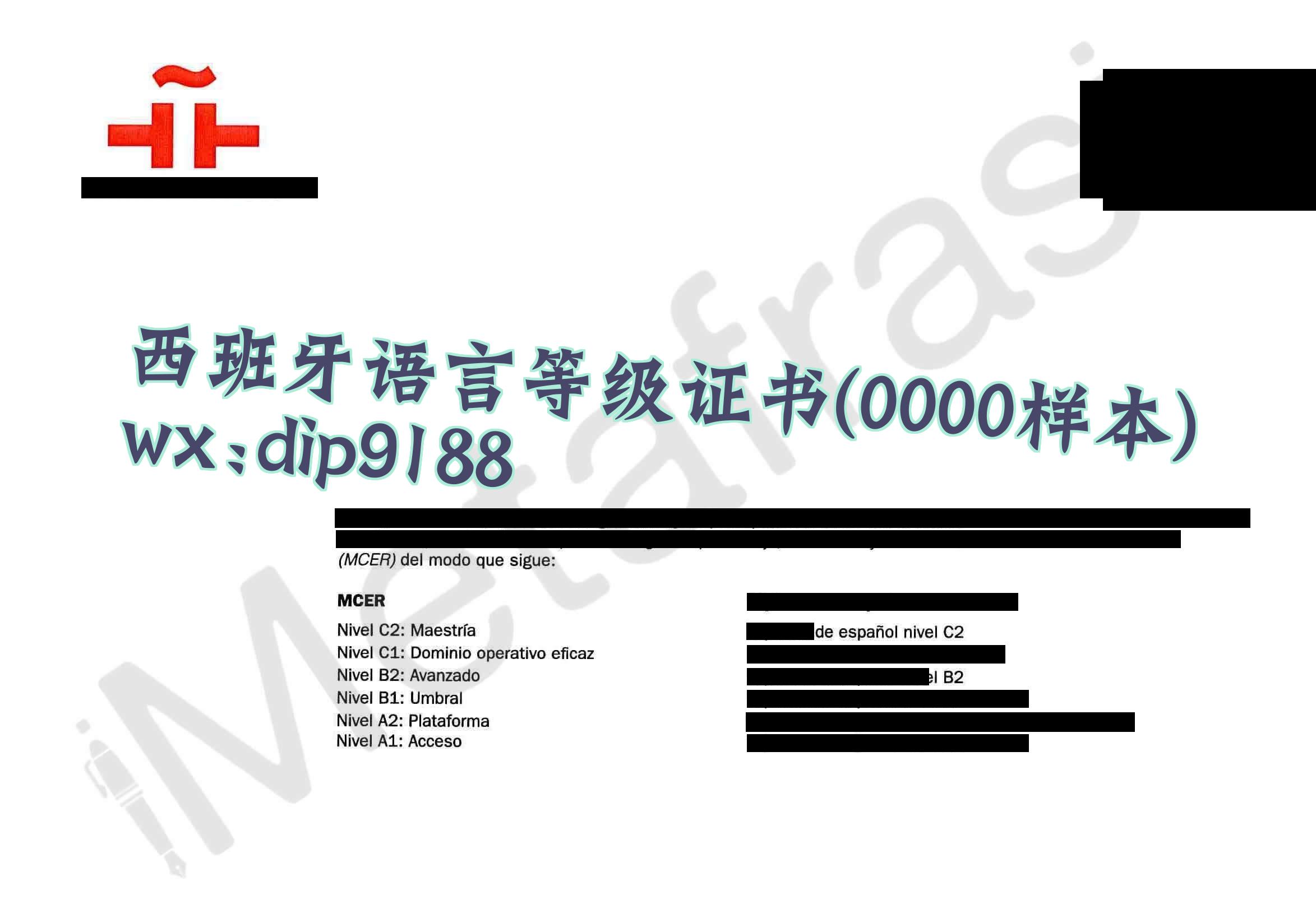 西班牙语言等级证书学历0000毕业证样本图