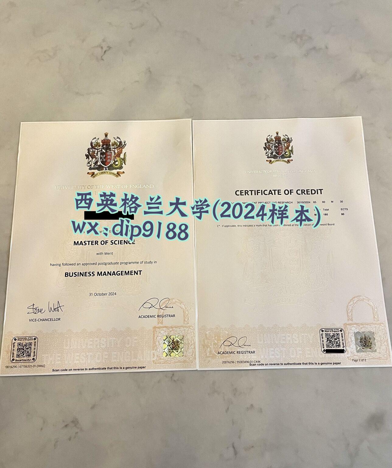 西英格兰大学学历2024毕业证样本图