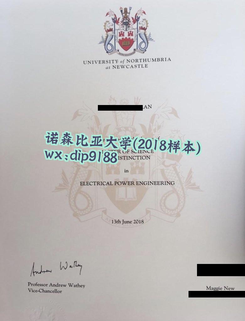 诺森比亚大学学历2018毕业证样本图
