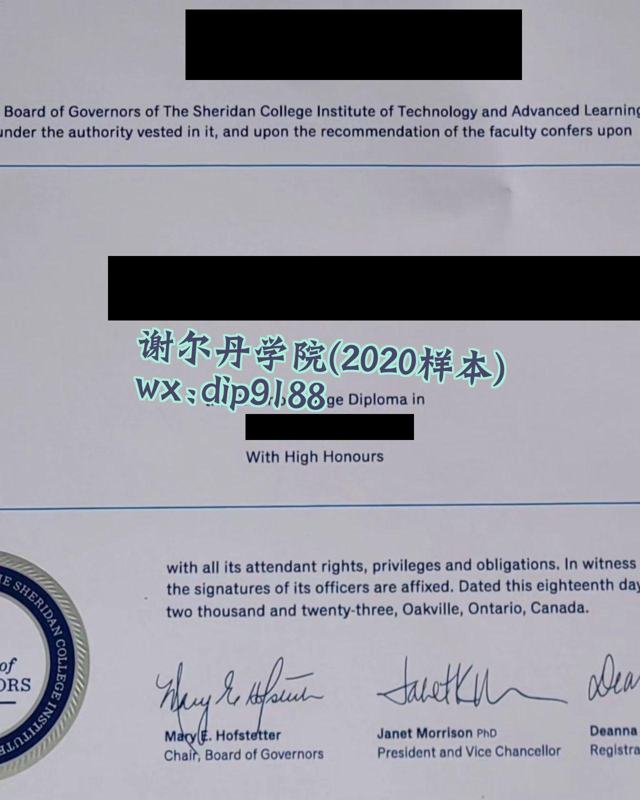 谢尔丹学院学历2020毕业证样本图