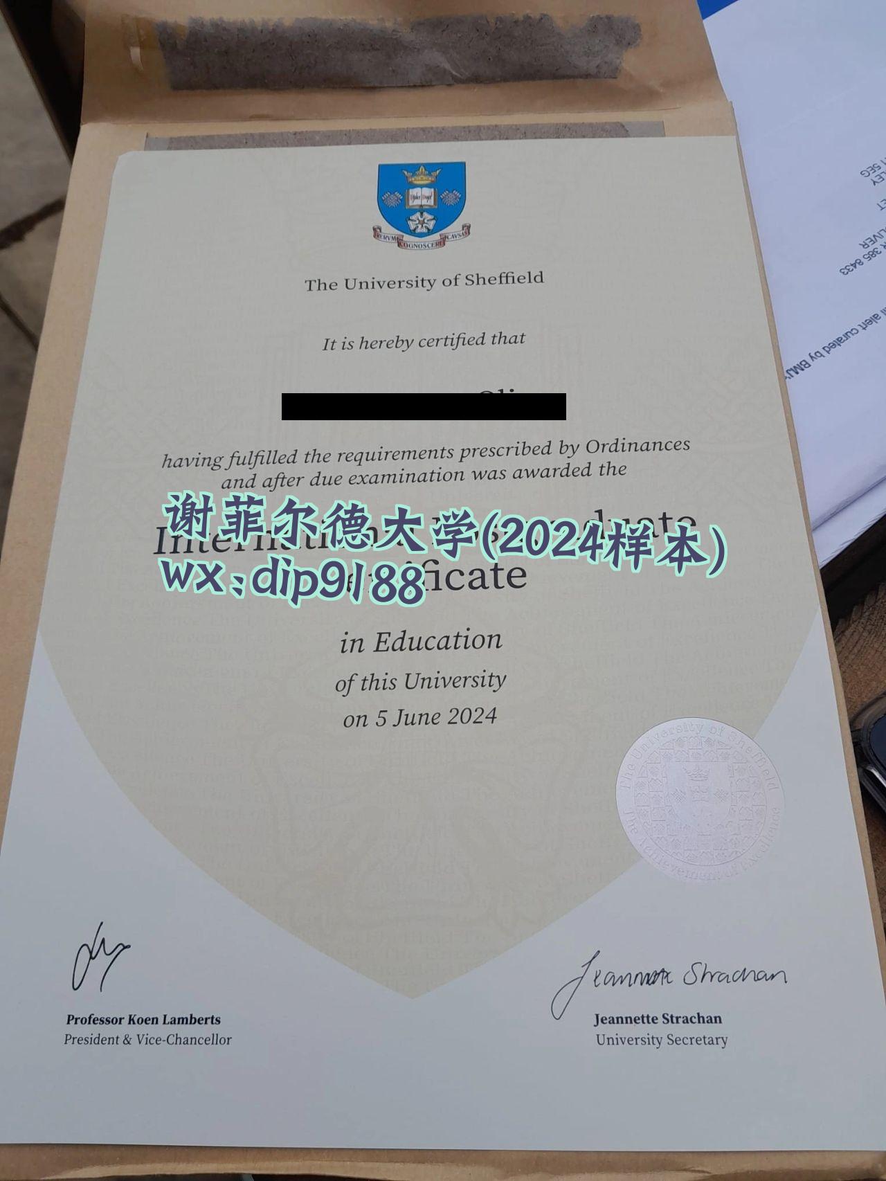 谢菲尔德大学学历2024毕业证样本图