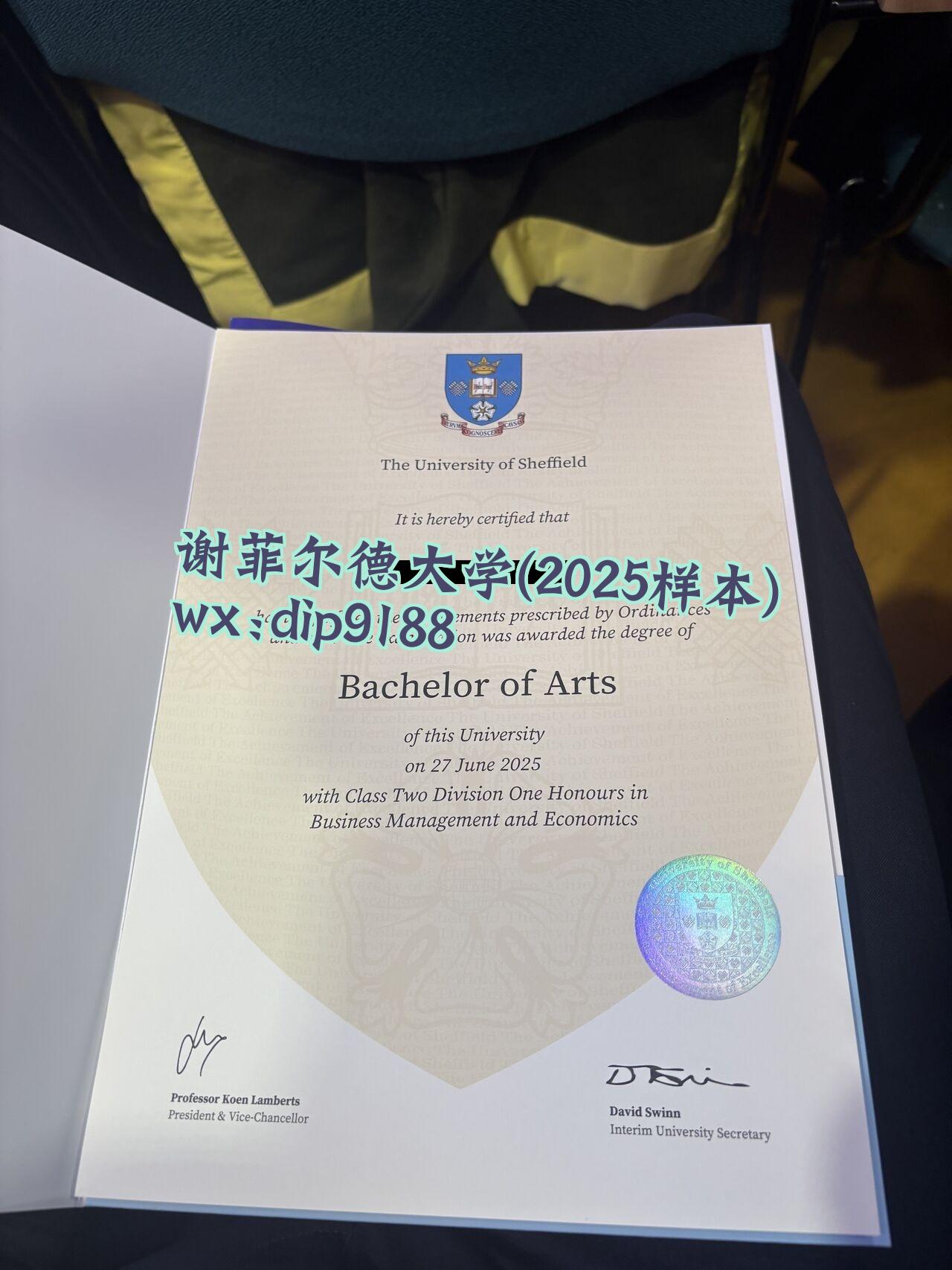 谢菲尔德大学学历2025毕业证样本图