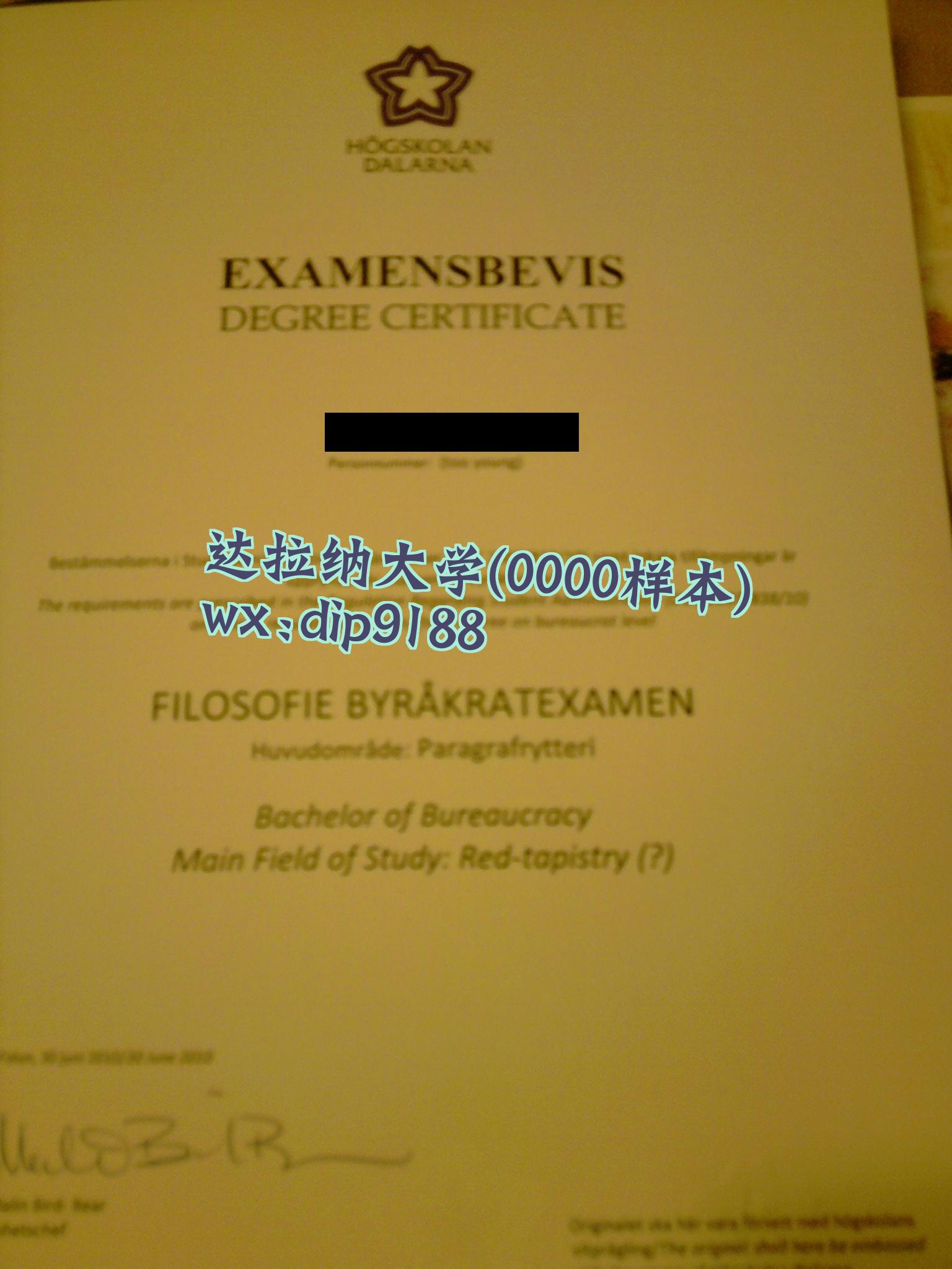 达拉纳大学学历0000毕业证样本图