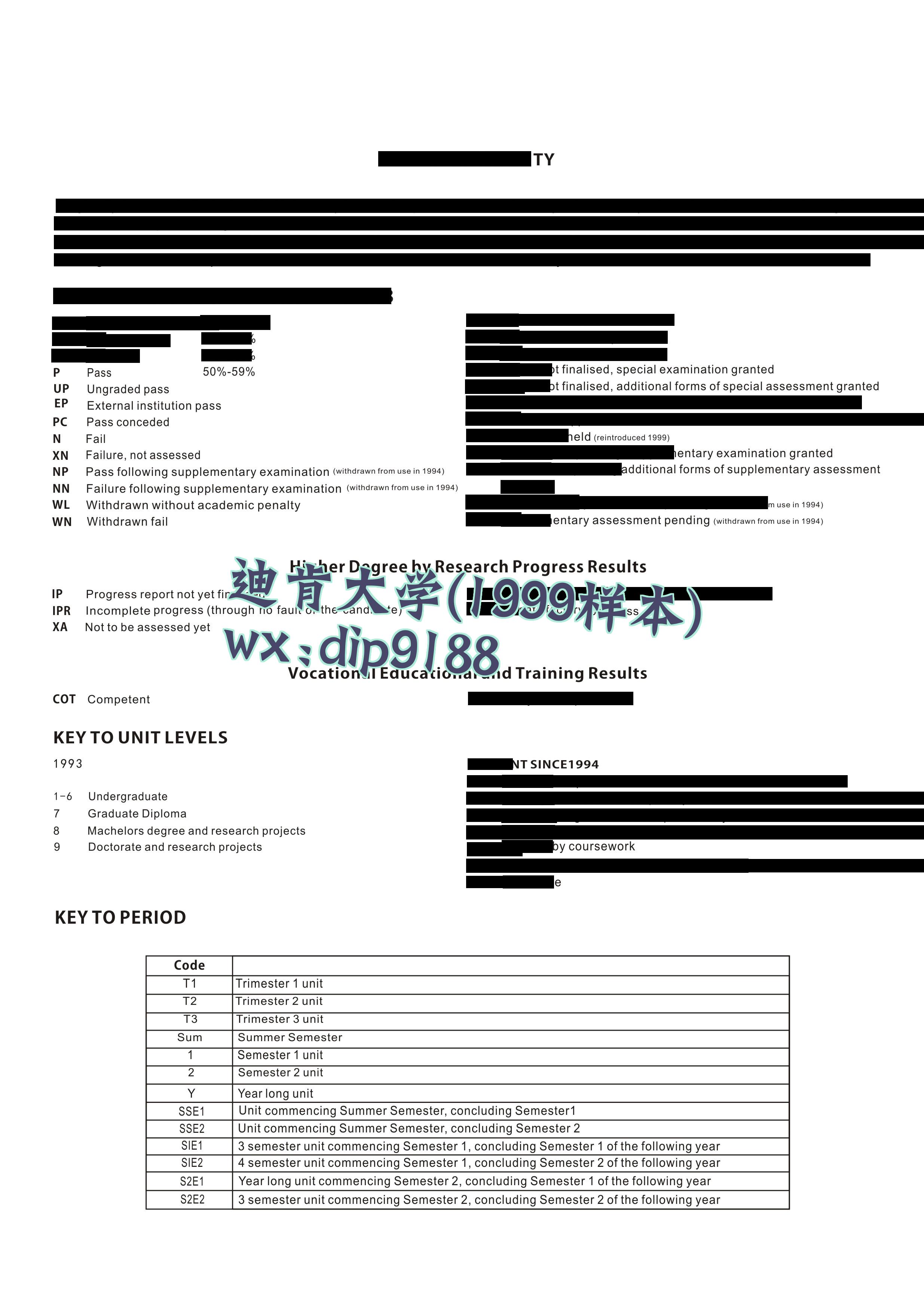 迪肯大学学历1999毕业证样本图