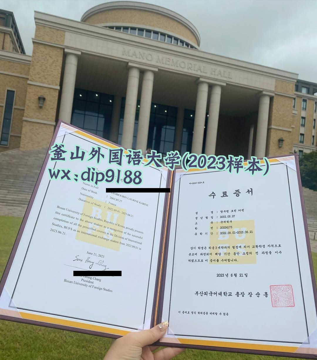 釜山外国语大学学历2023毕业证样本图