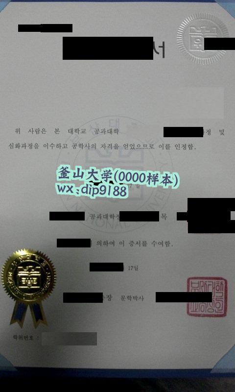 釜山大学学历0000毕业证样本图