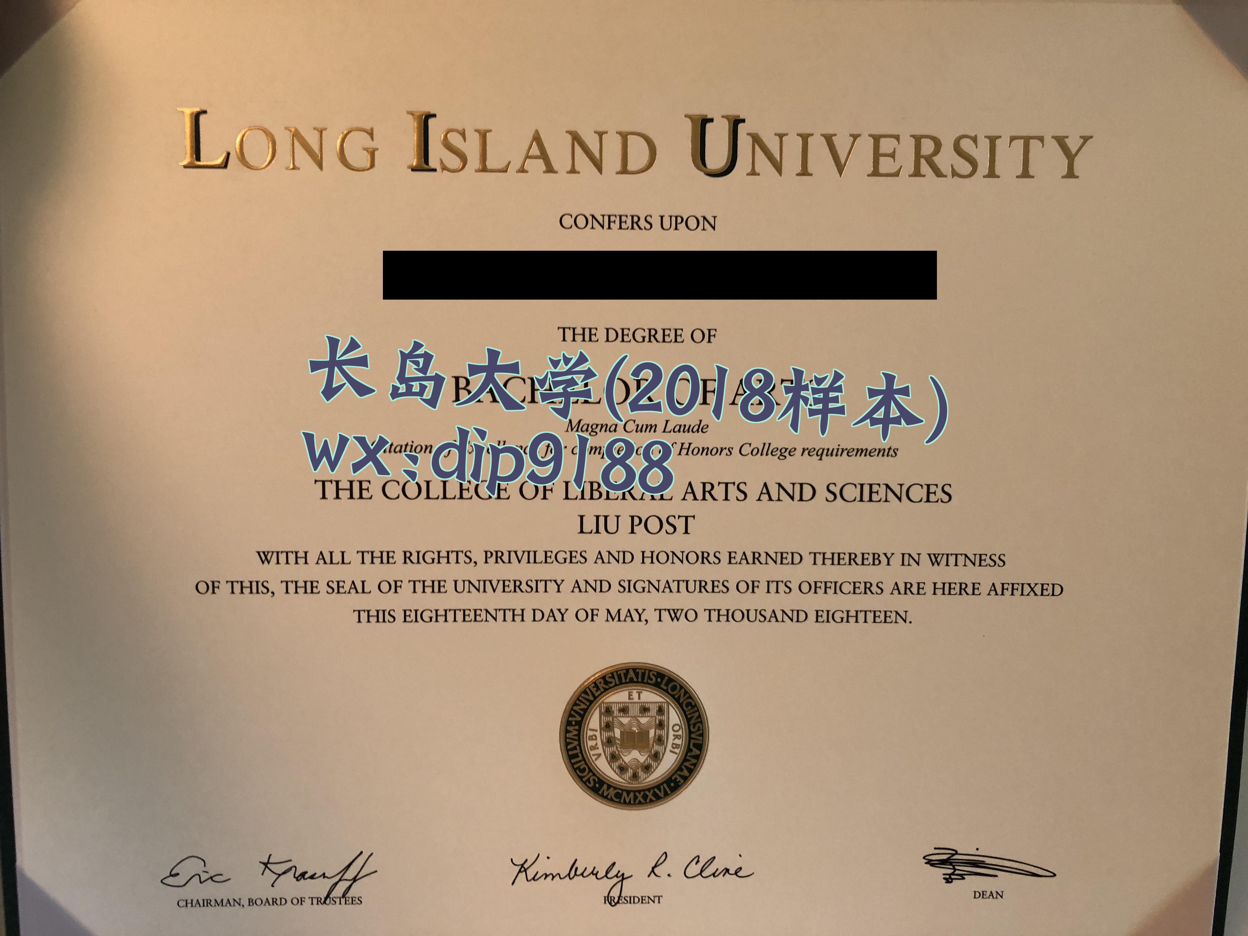 长岛大学学历2018毕业证样本图