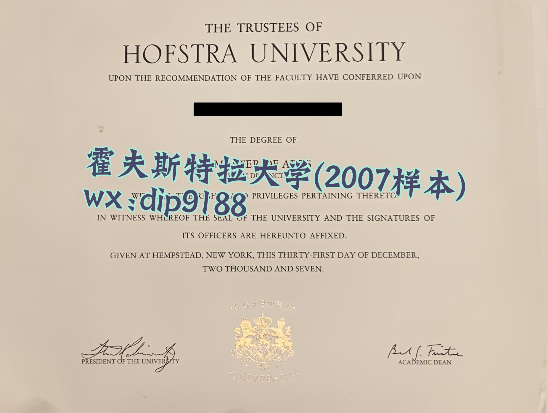 霍夫斯特拉大学学历2007毕业证样本图