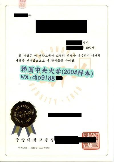 韩国中央大学学历2004毕业证样本图