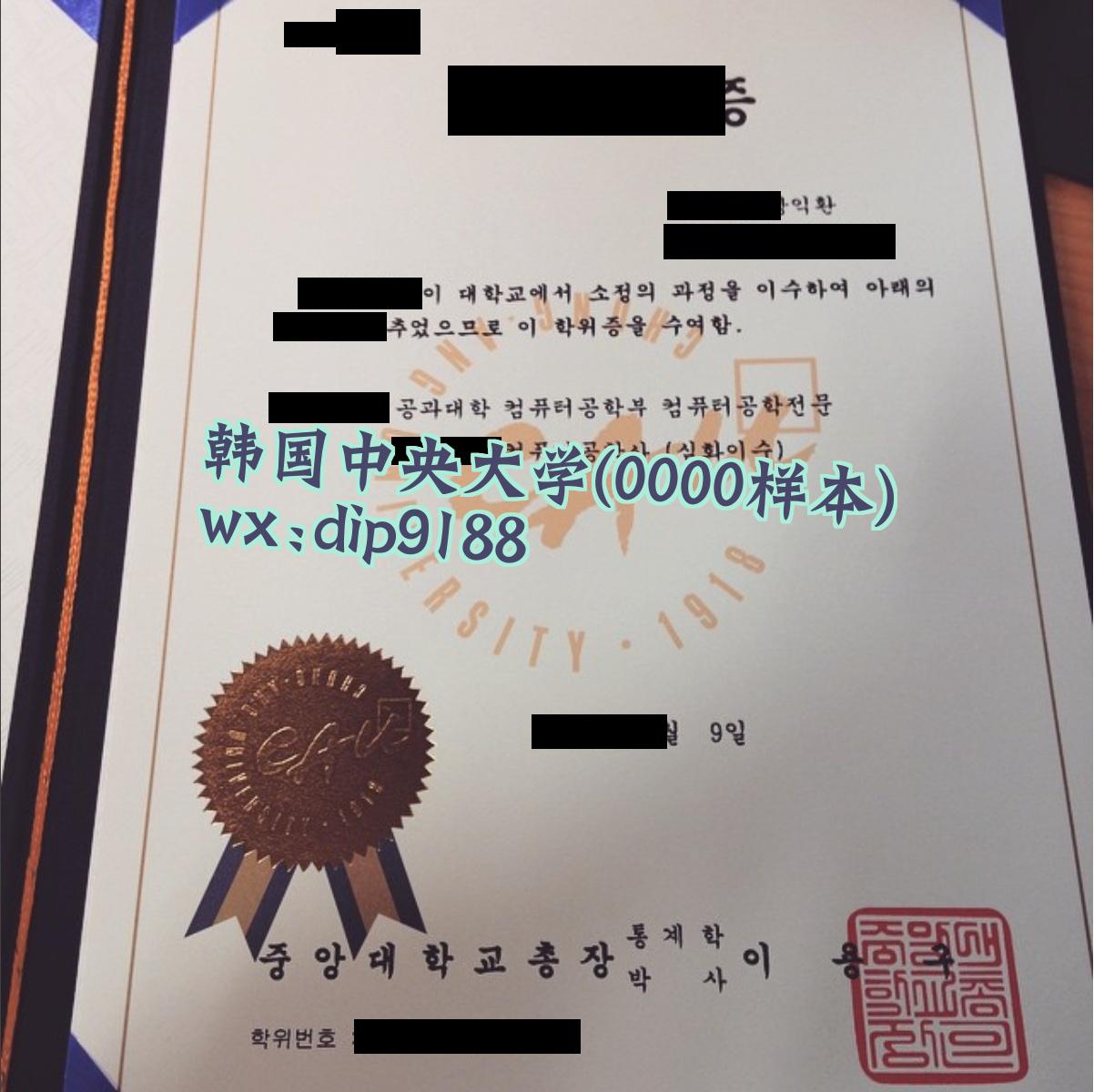 韩国中央大学学历0000毕业证样本图