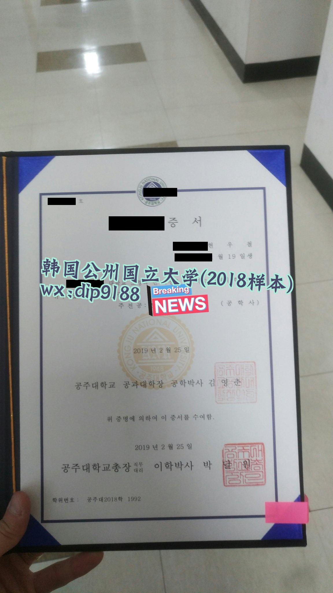 韩国公州国立大学学历2018毕业证样本图