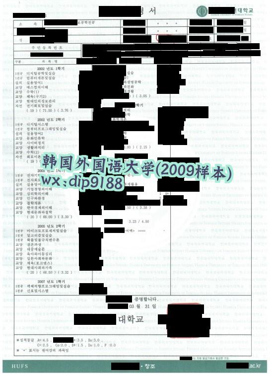 韩国外国语大学学历2009毕业证样本图