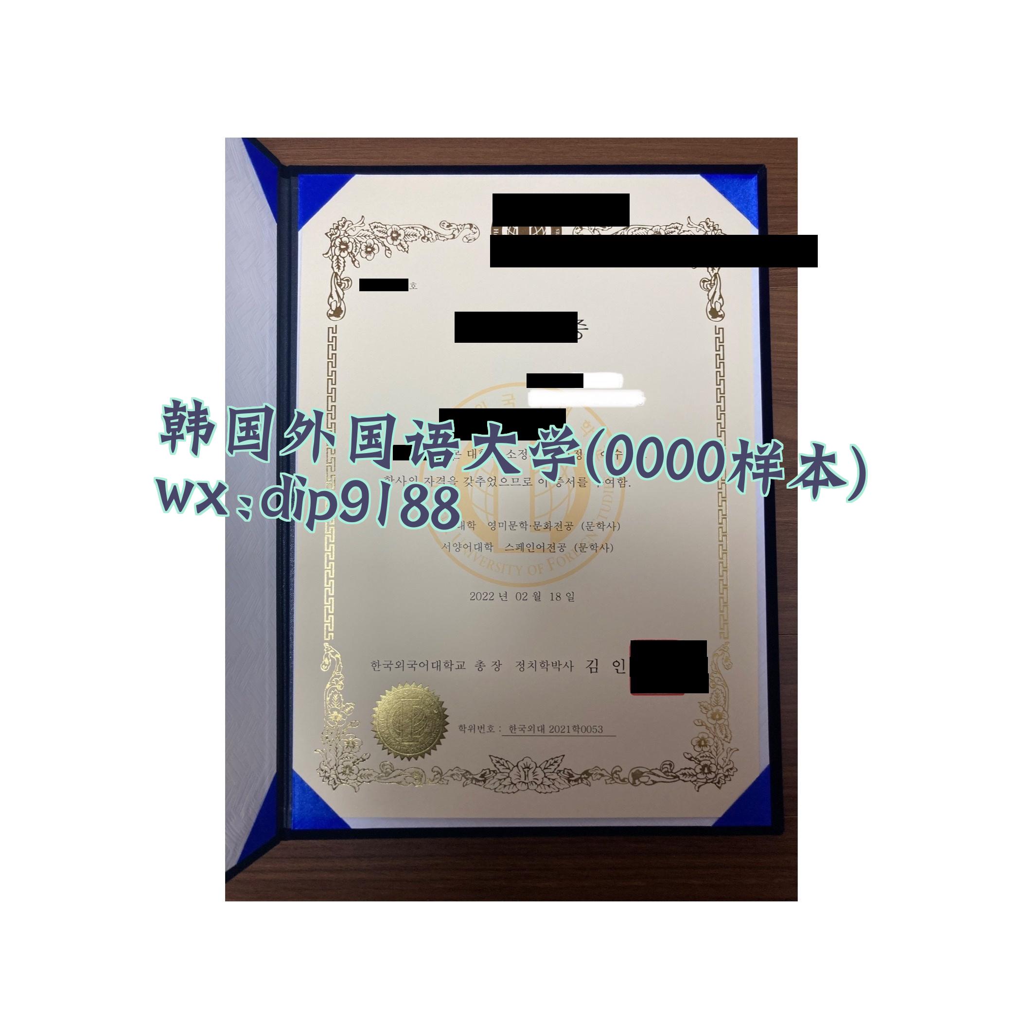韩国外国语大学学历0000毕业证样本图