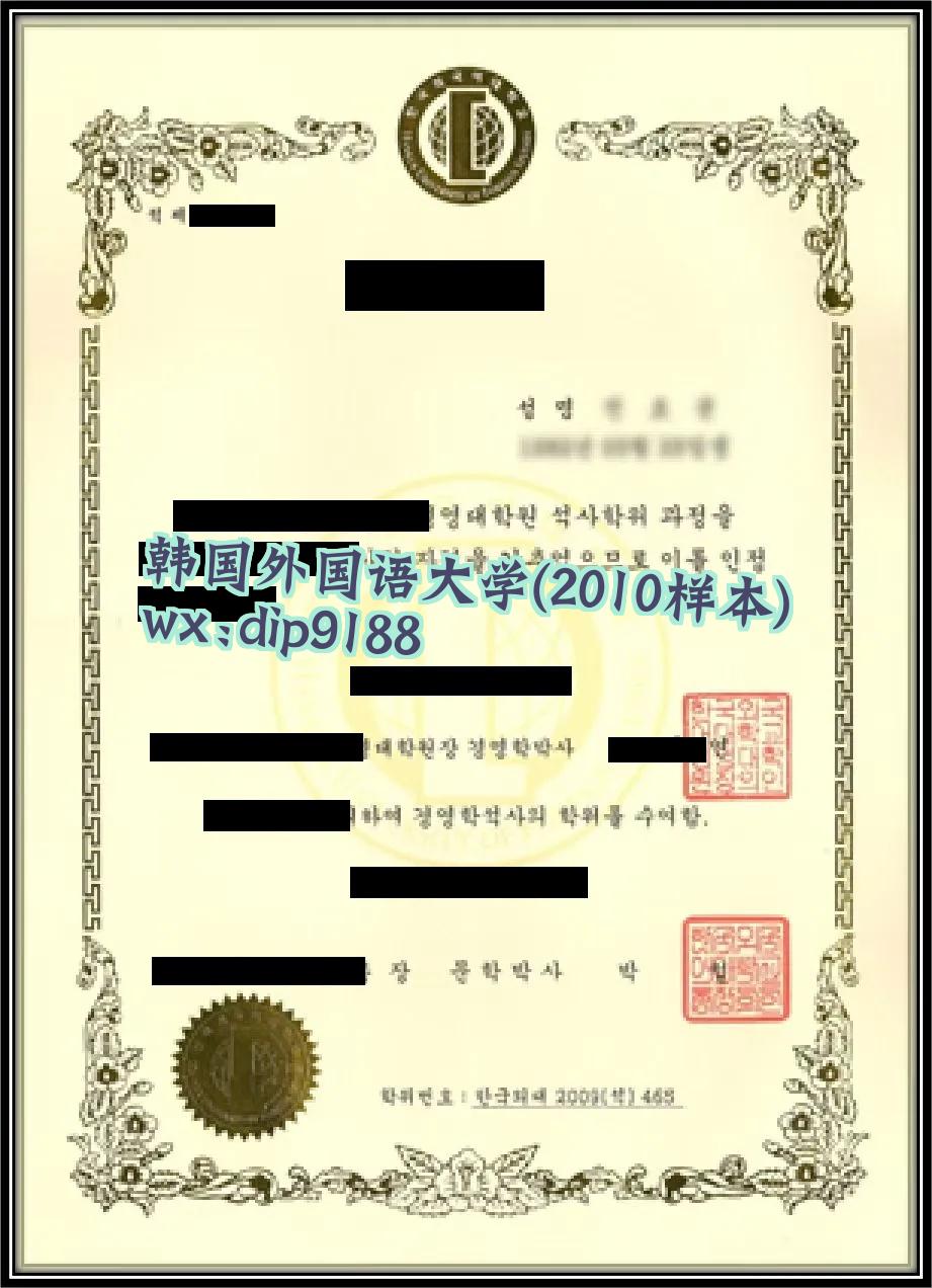 韩国外国语大学学历2010毕业证样本图