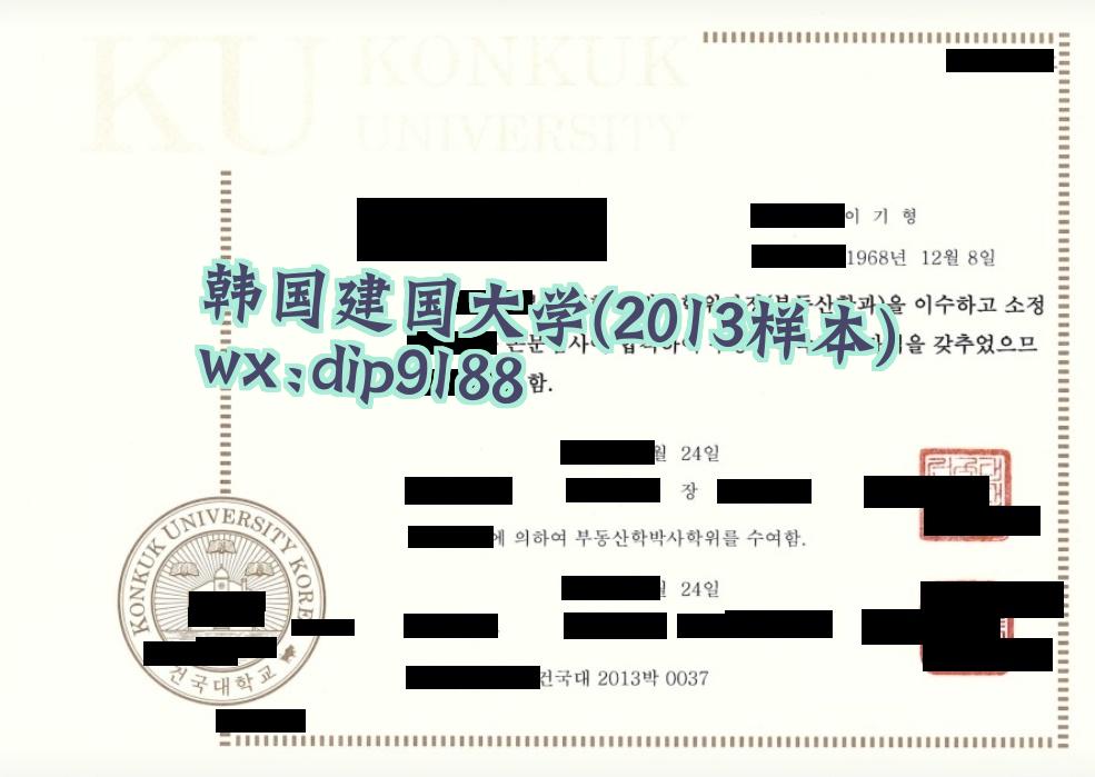 韩国建国大学学历2013毕业证样本图