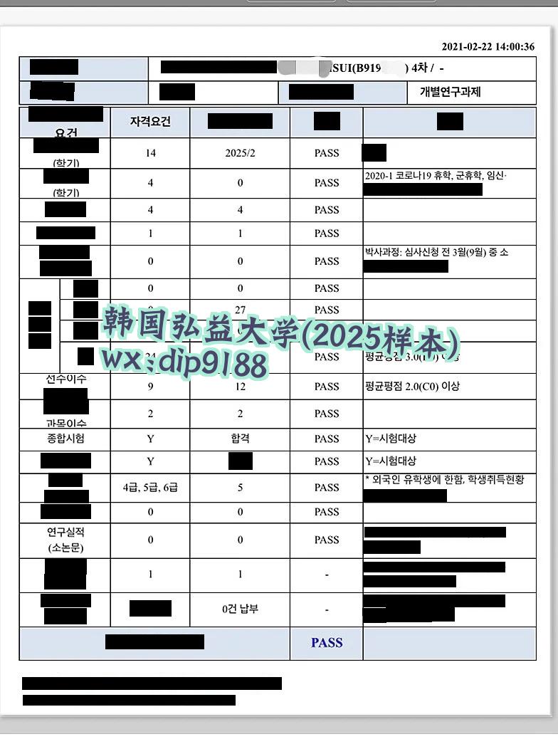 韩国弘益大学学历2025毕业证样本图