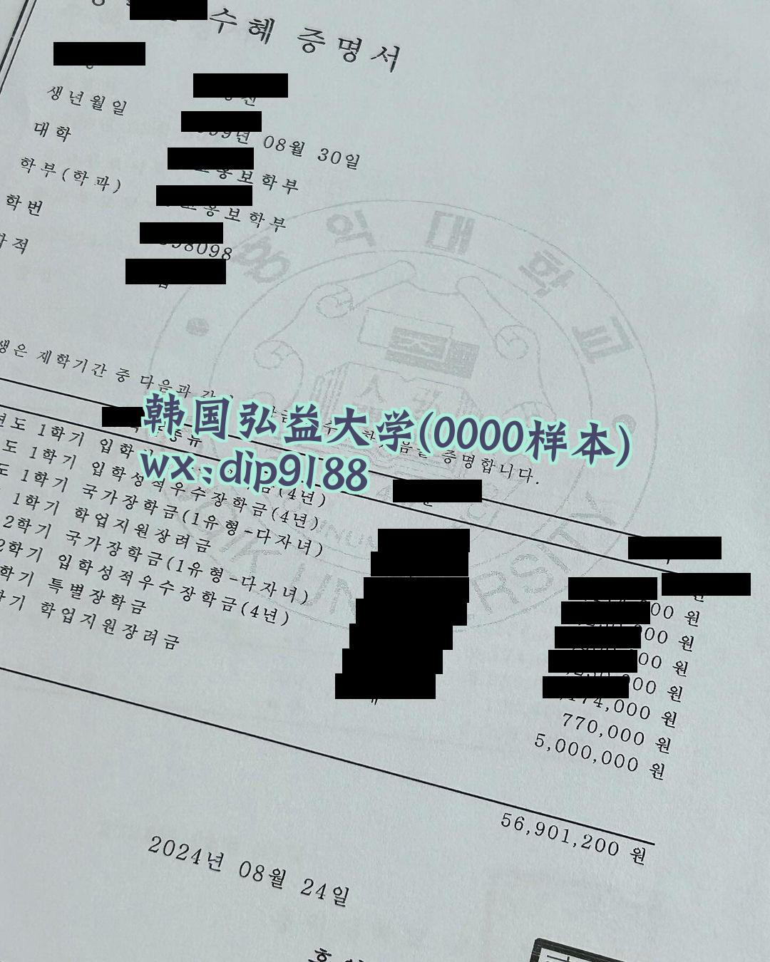 韩国弘益大学学历0000毕业证样本图