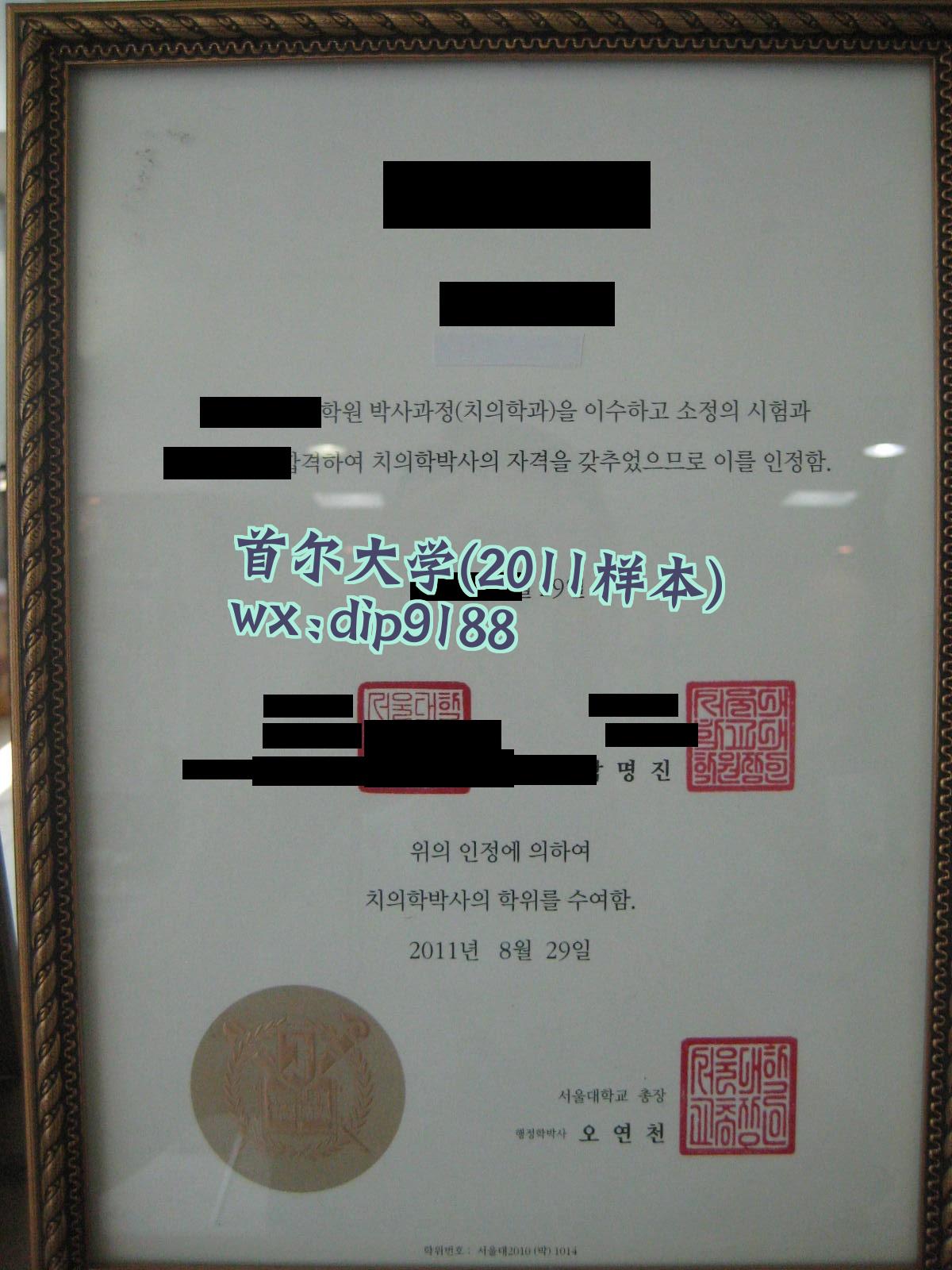 首尔大学学历2011毕业证样本图