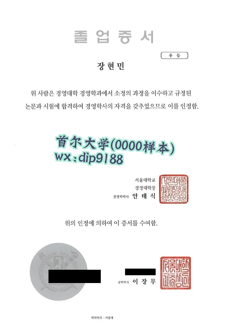 首尔大学学历0000毕业证样本图