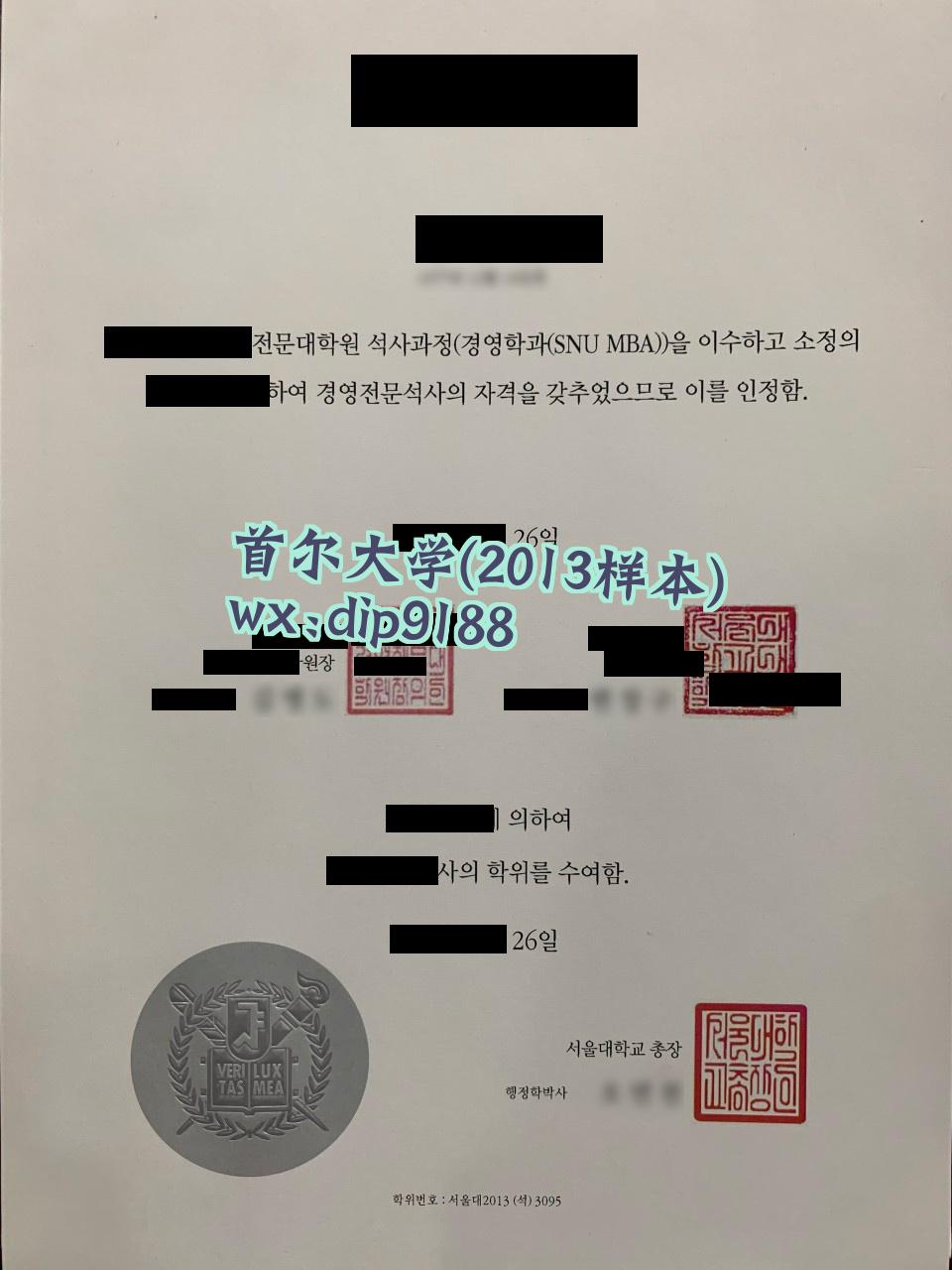 首尔大学学历2013毕业证样本图