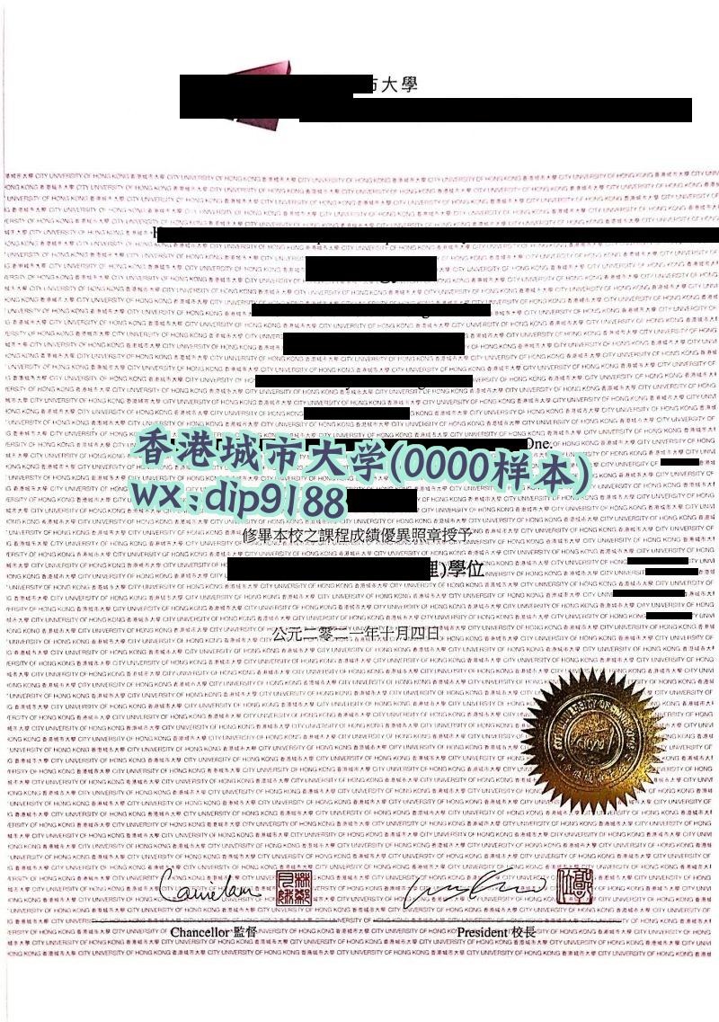 香港城市大学学历0000毕业证样本图