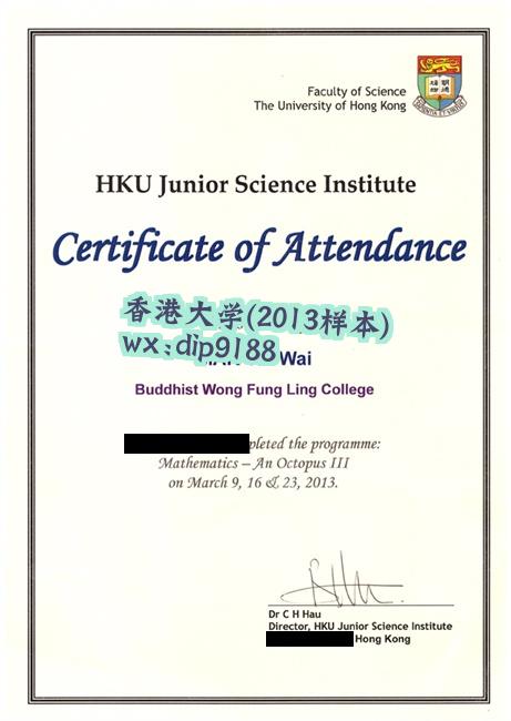 香港大学学历2013毕业证样本图