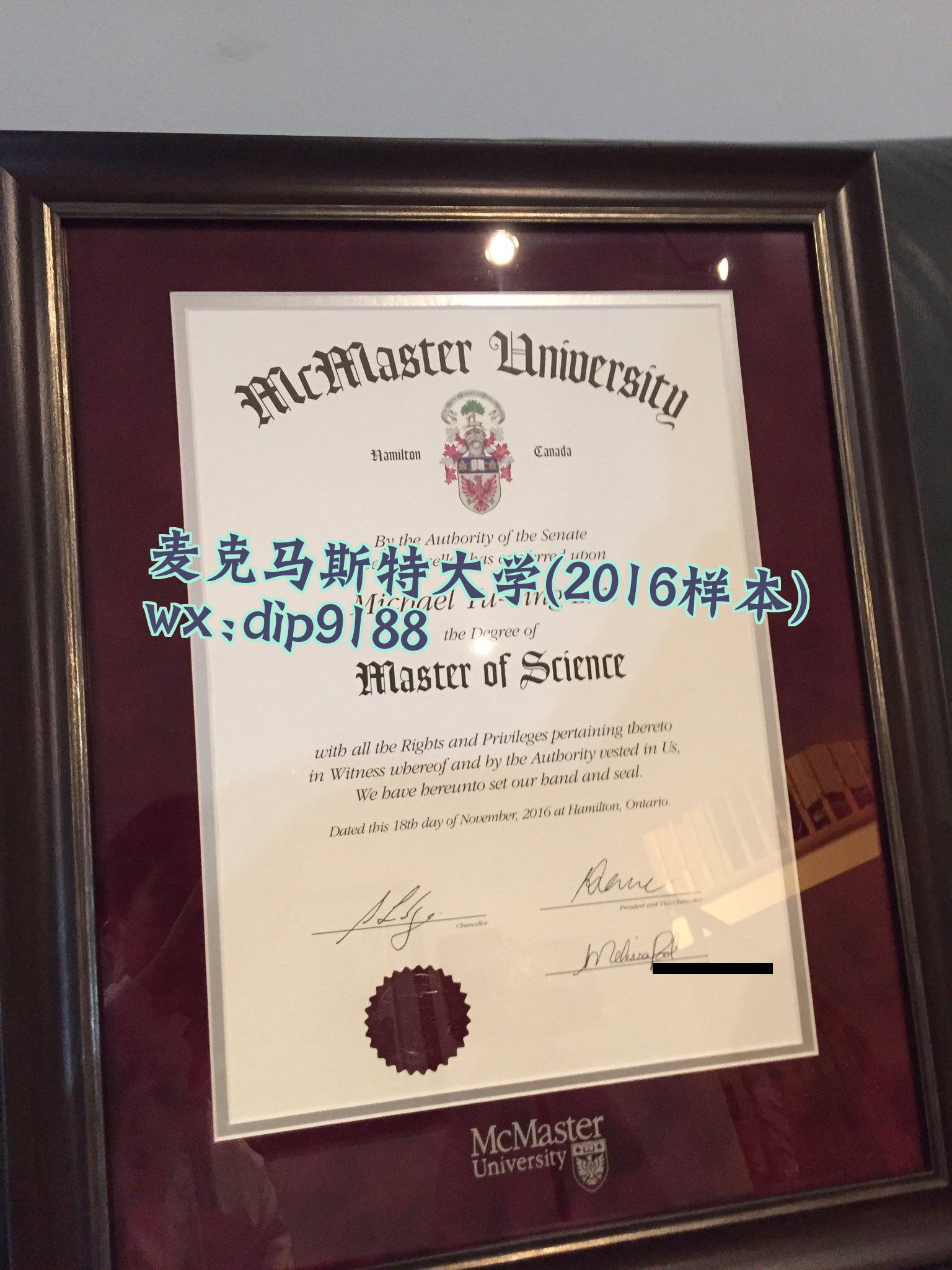 麦克马斯特大学学历2016毕业证样本图