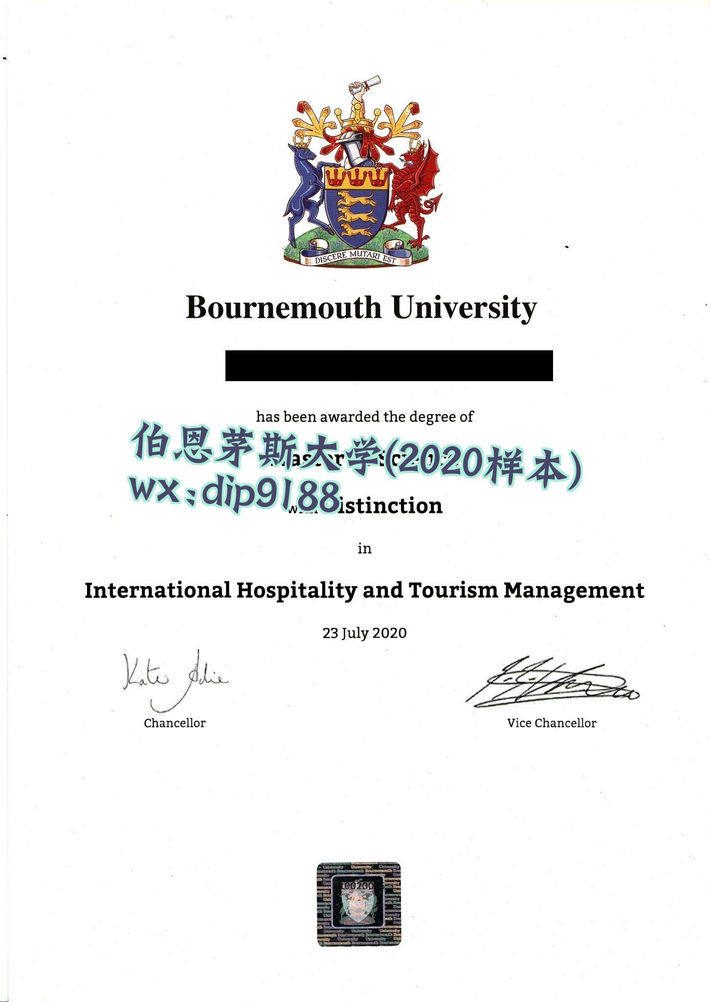 伯恩茅斯大学学历2020毕业证样本图