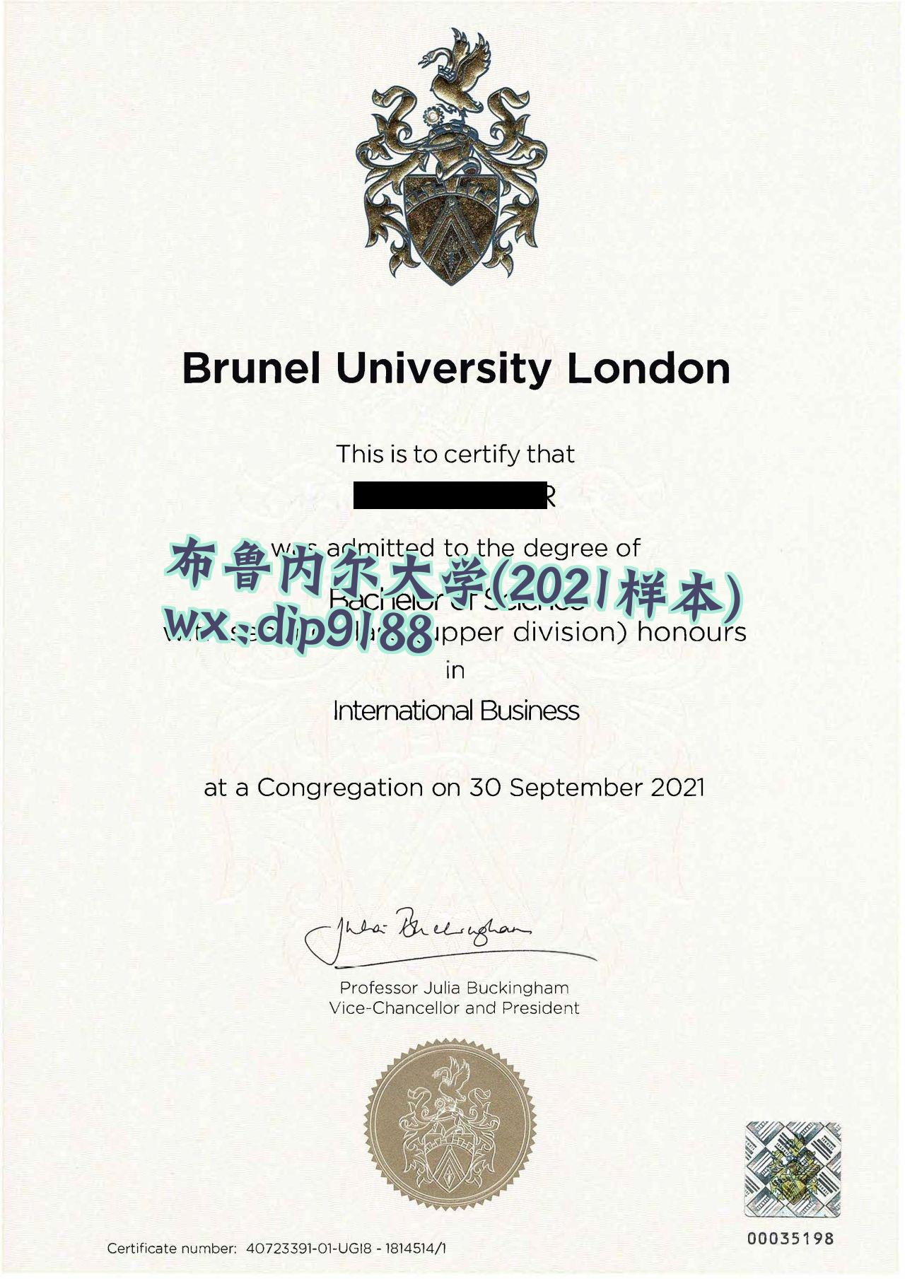 布鲁内尔大学学历2021毕业证样本图