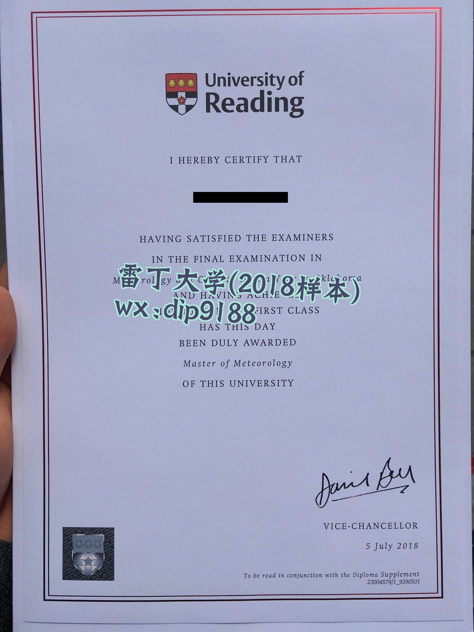 雷丁大学学历2018毕业证样本图