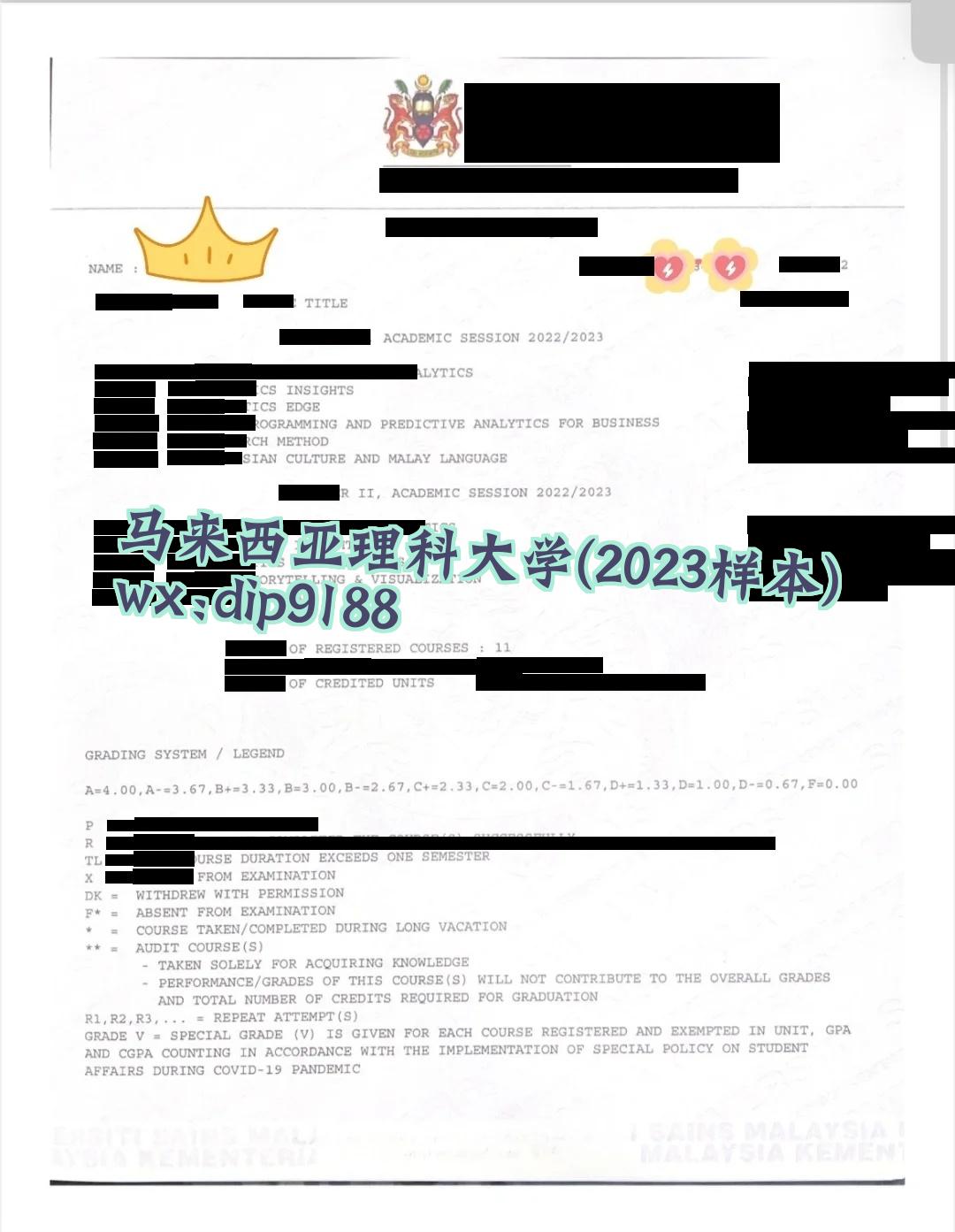 马来西亚理科大学学历2023毕业证样本图