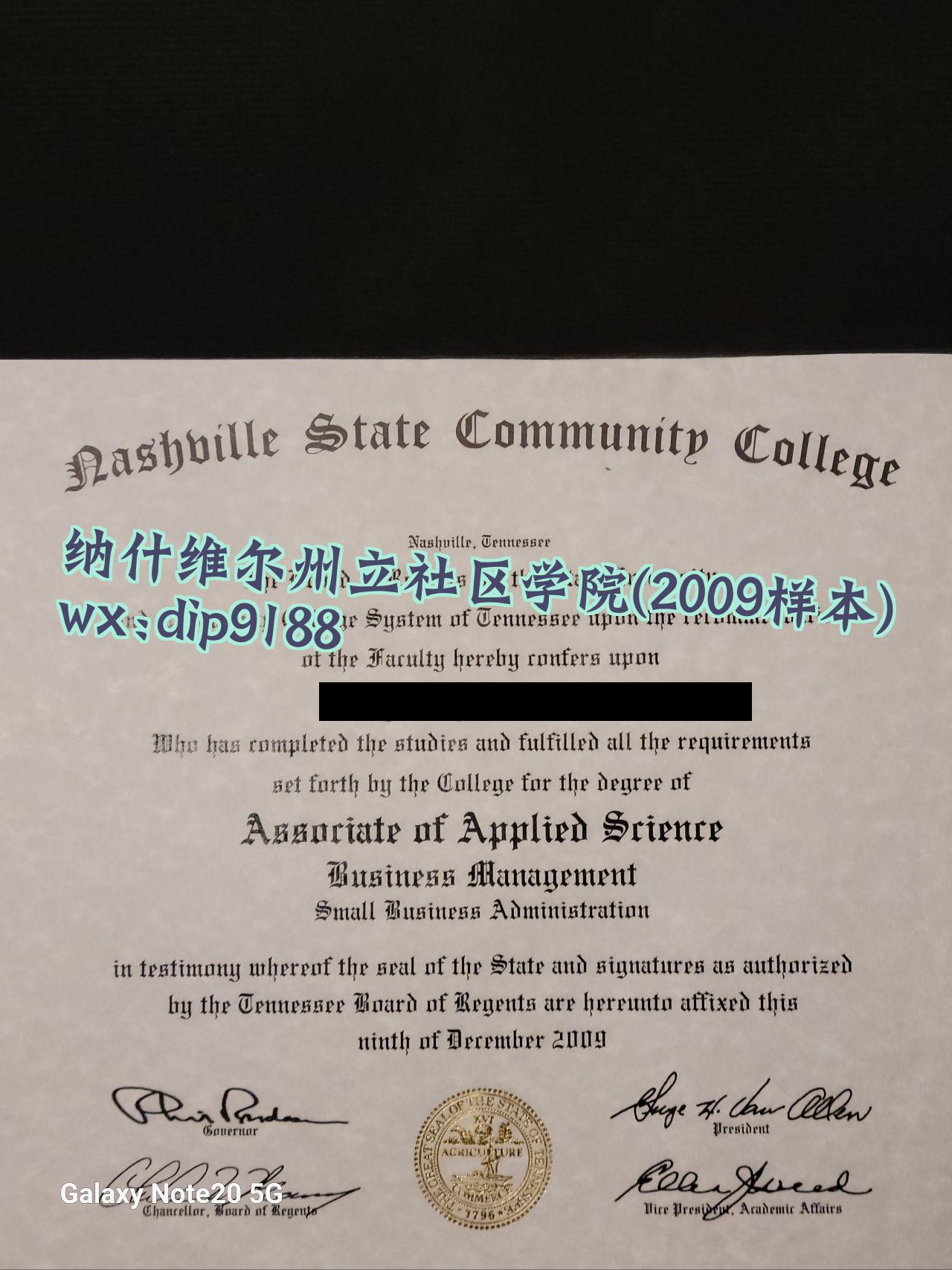 纳什维尔州立社区学院学历2009毕业证样本图