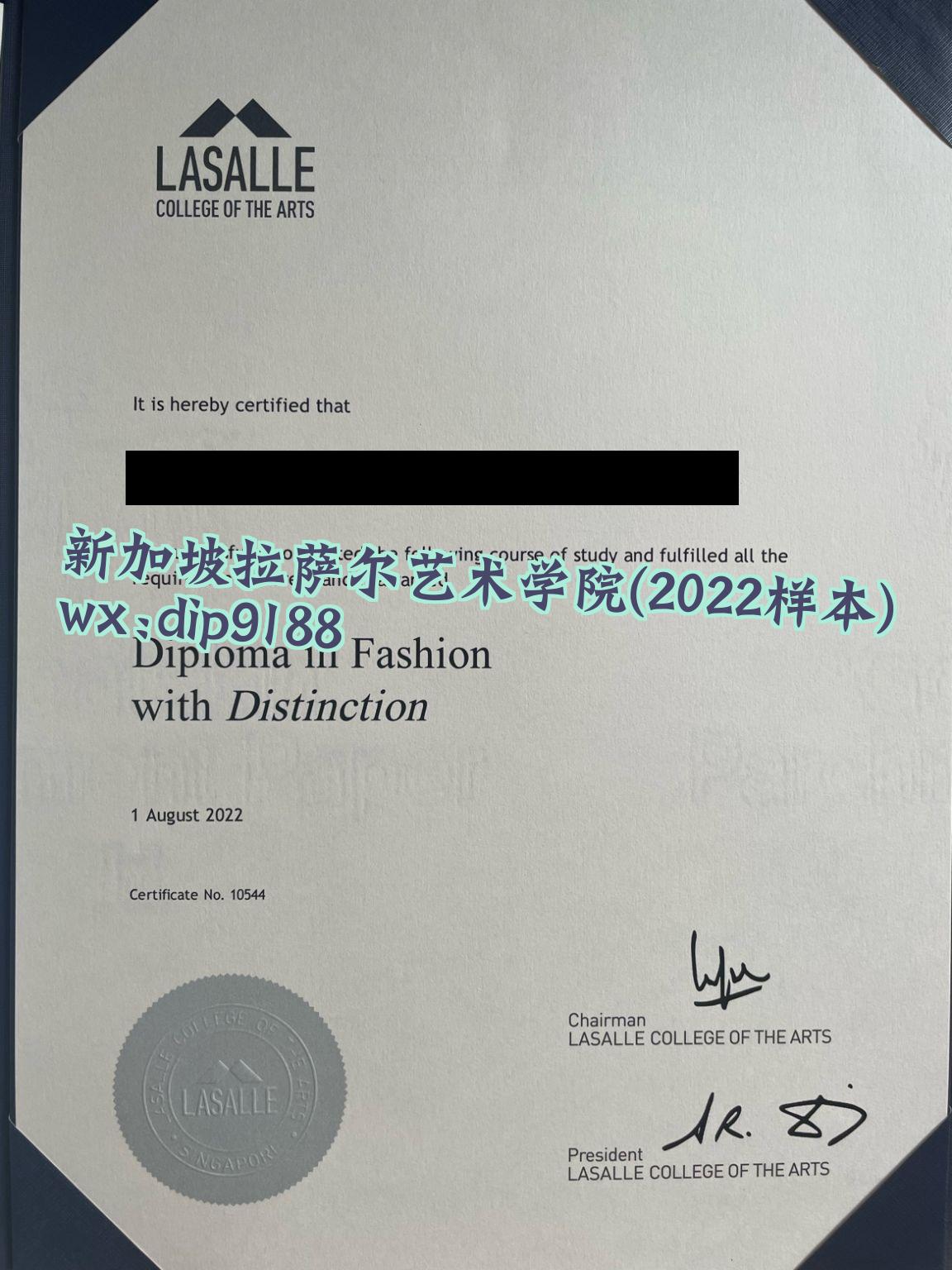 新加坡拉萨尔艺术学院学历2022毕业证样本图