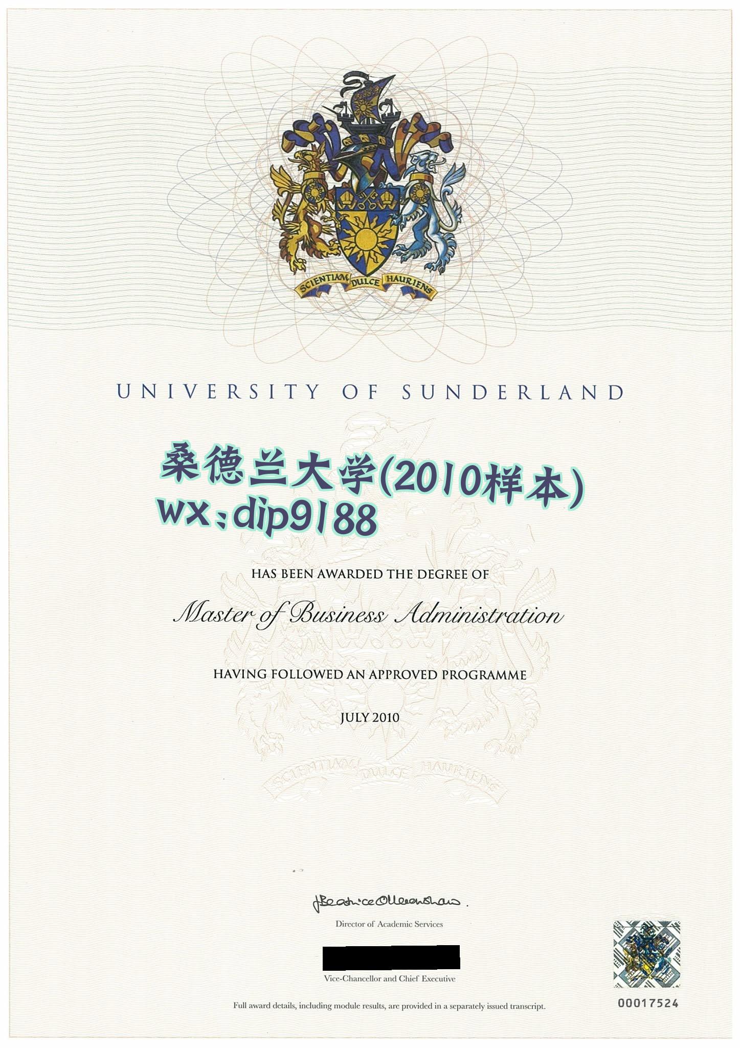 桑德兰大学学历2010毕业证样本图