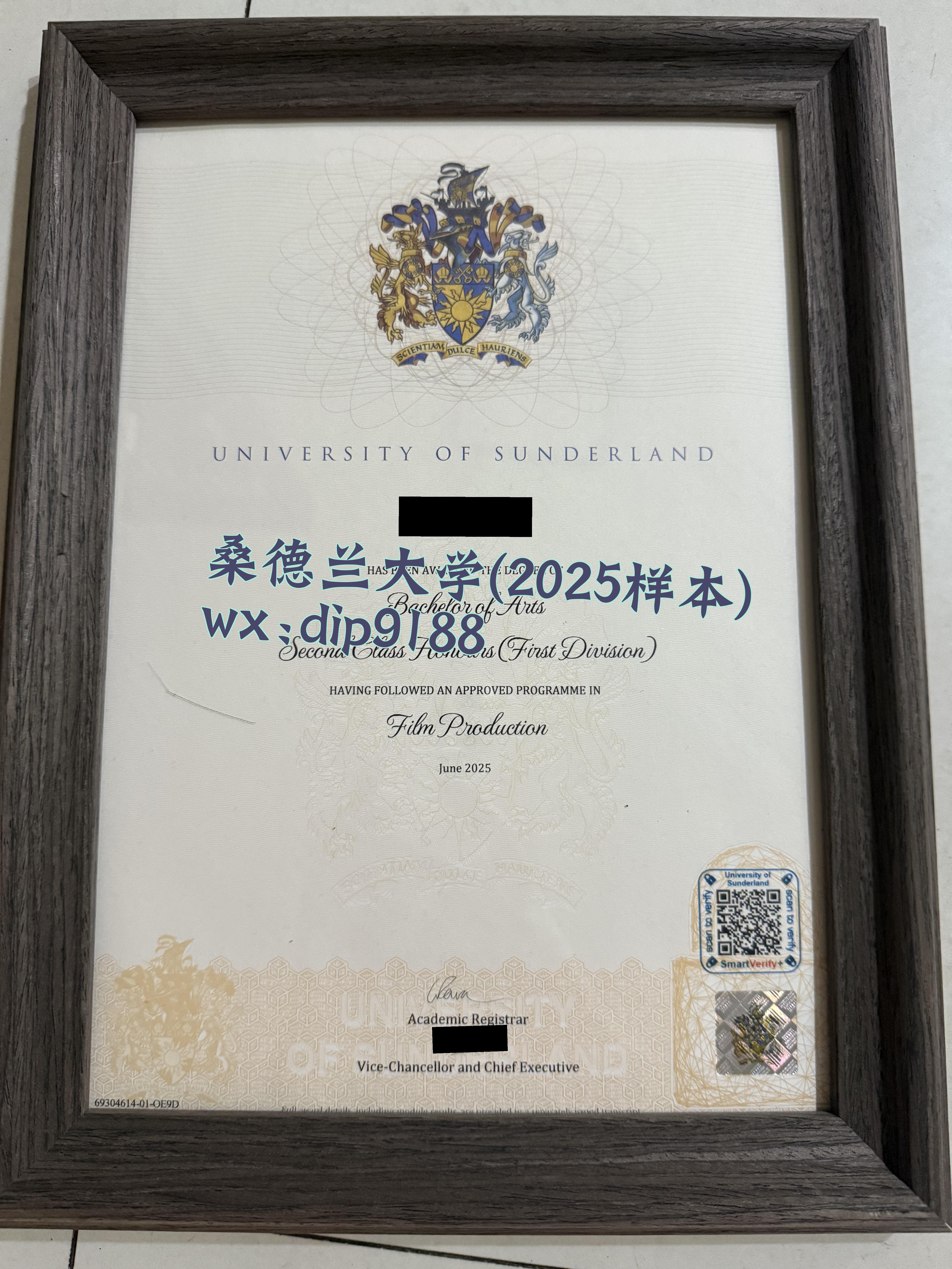 桑德兰大学学历2025毕业证样本图