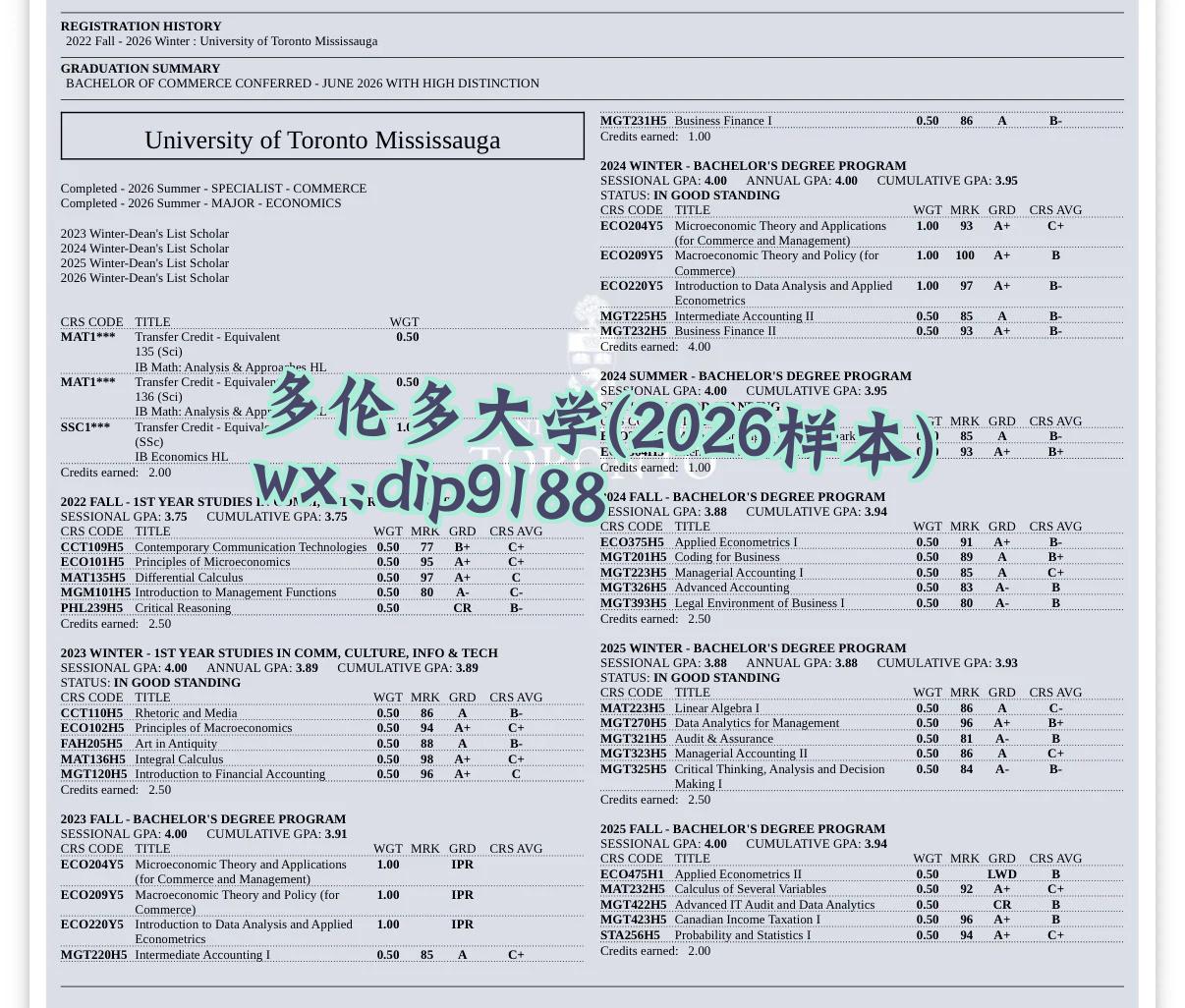 多伦多大学学历2026毕业证样本图