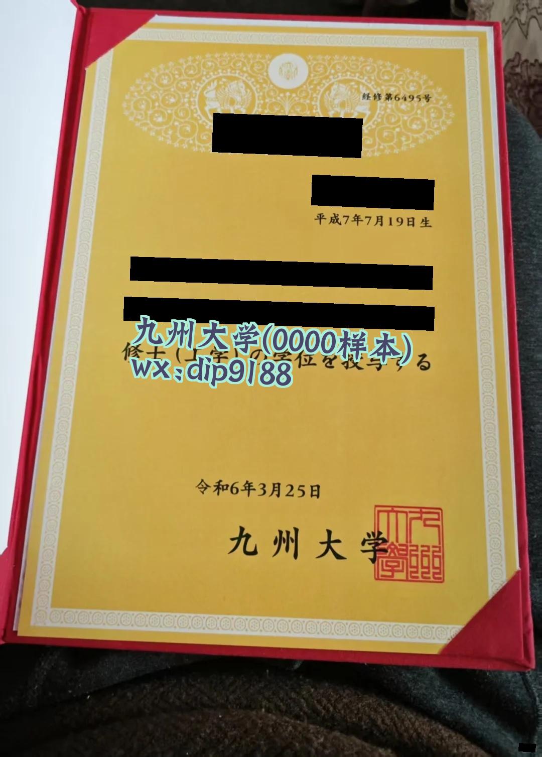 九州大学学历0000毕业证样本图