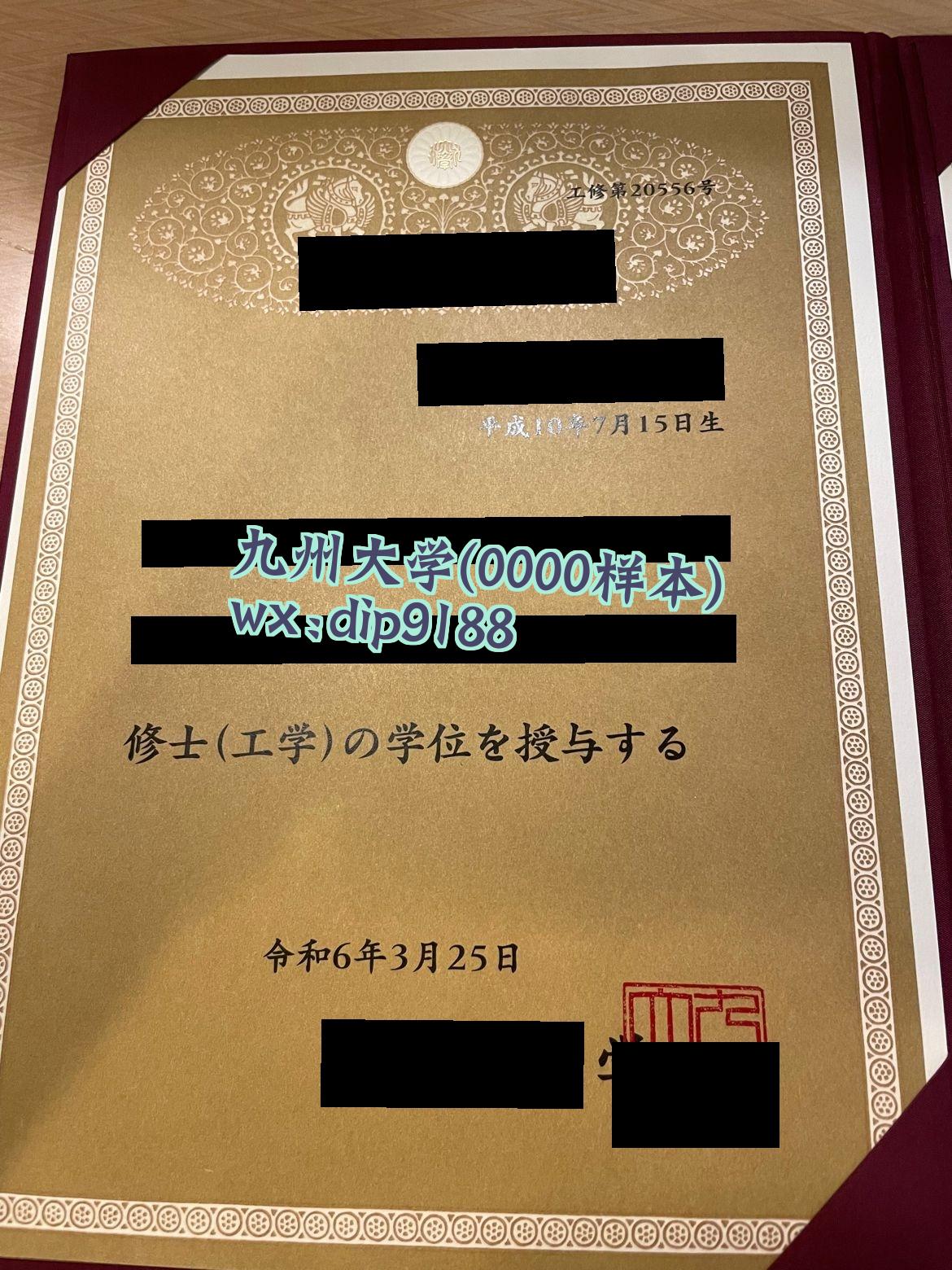 九州大学学历0000毕业证样本图