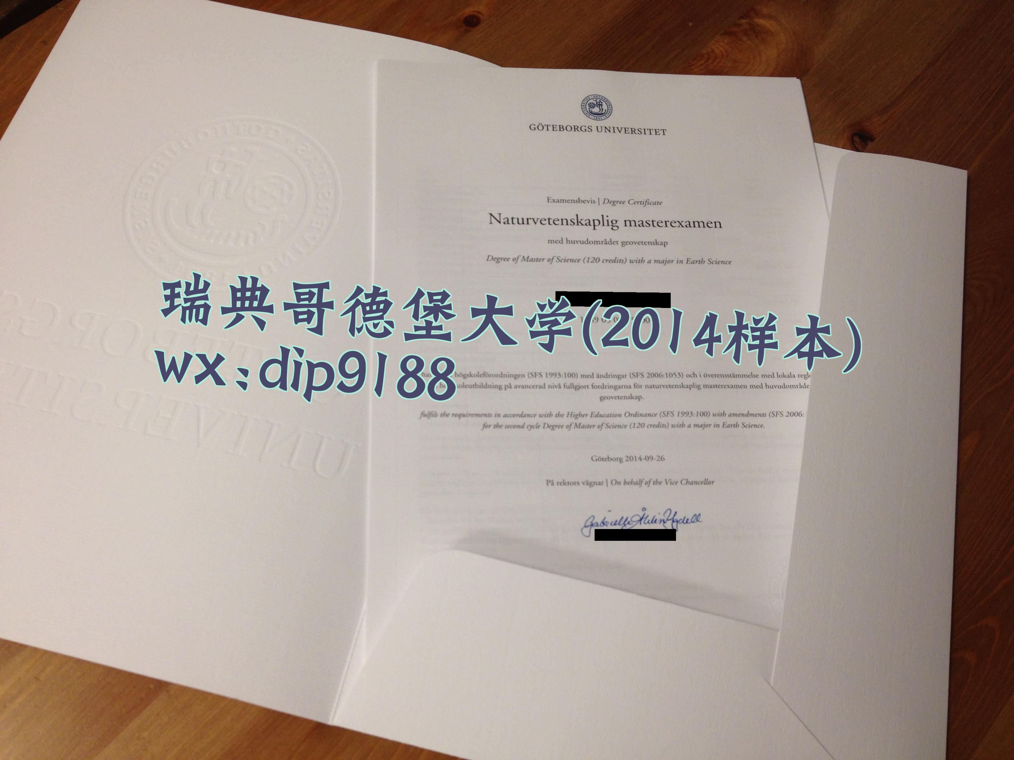 瑞典哥德堡大学学历2014毕业证样本图
