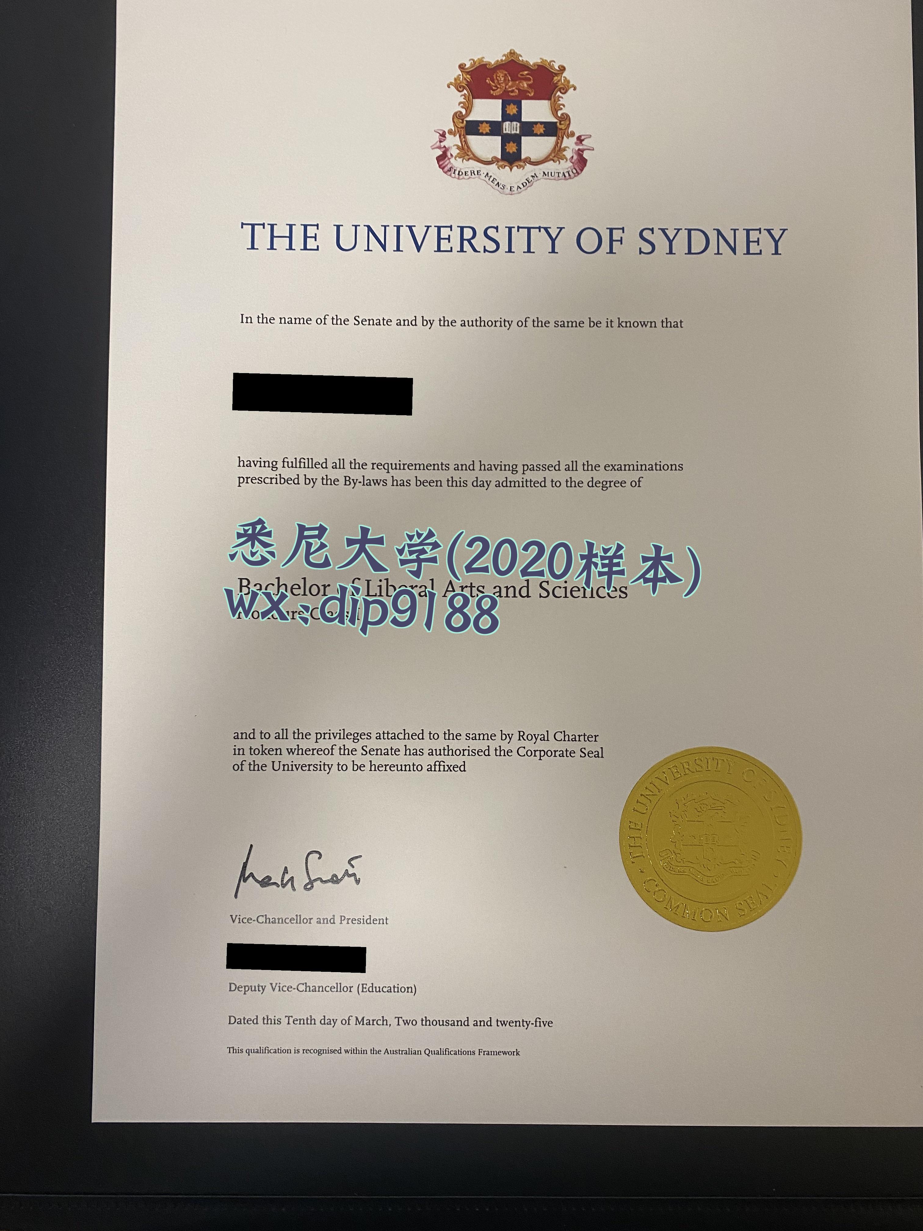 悉尼大学学历2020毕业证样本图